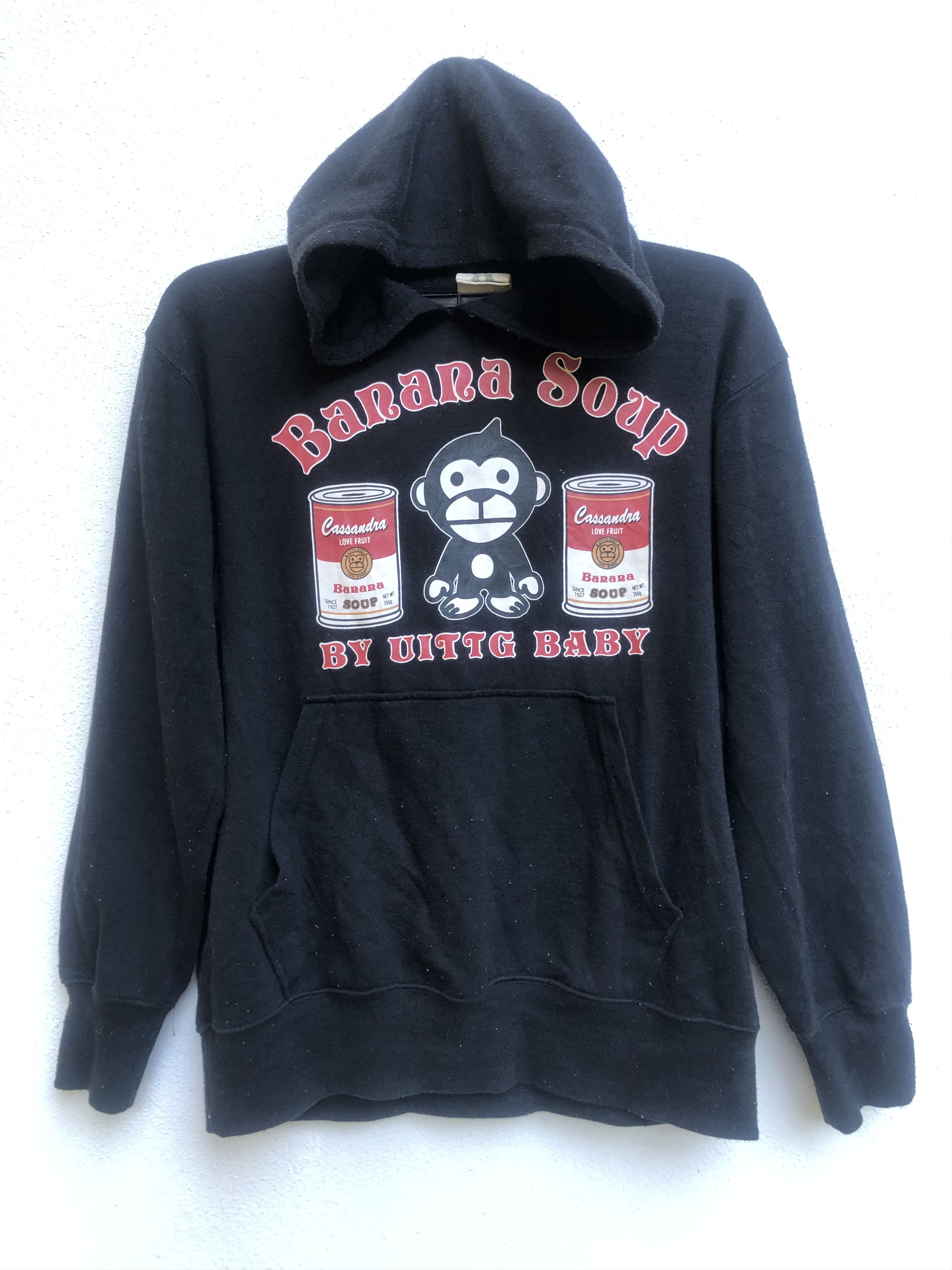 image of Vintage Banana Soup Designer Fashion Style Hoodie in Black, Men's (Size Medium)