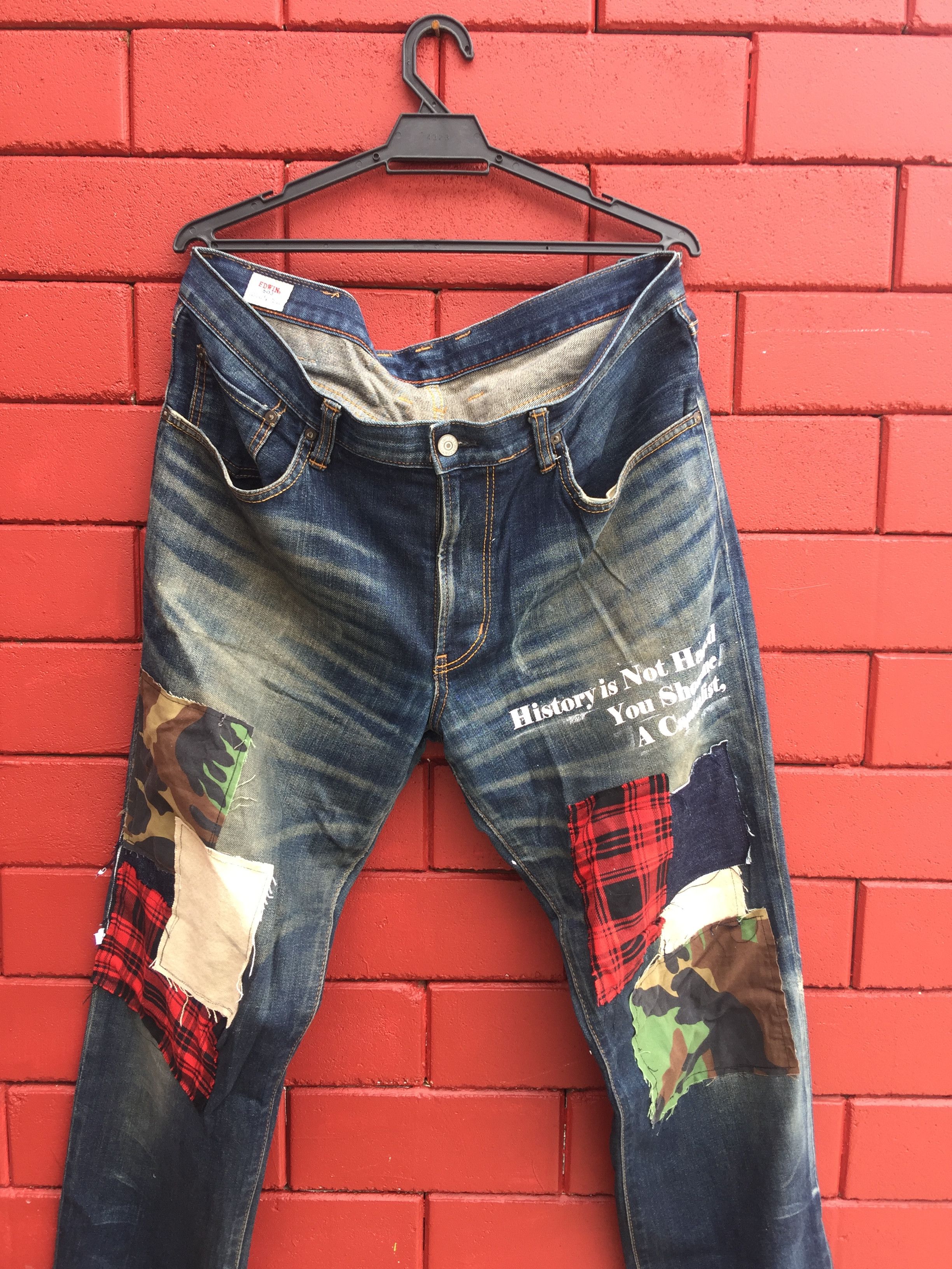 Japanese Brand × Vintage Vintage Edwin Distressed Travis Scott Fashion Style Denim Size US 37 - 3 Thumbnail