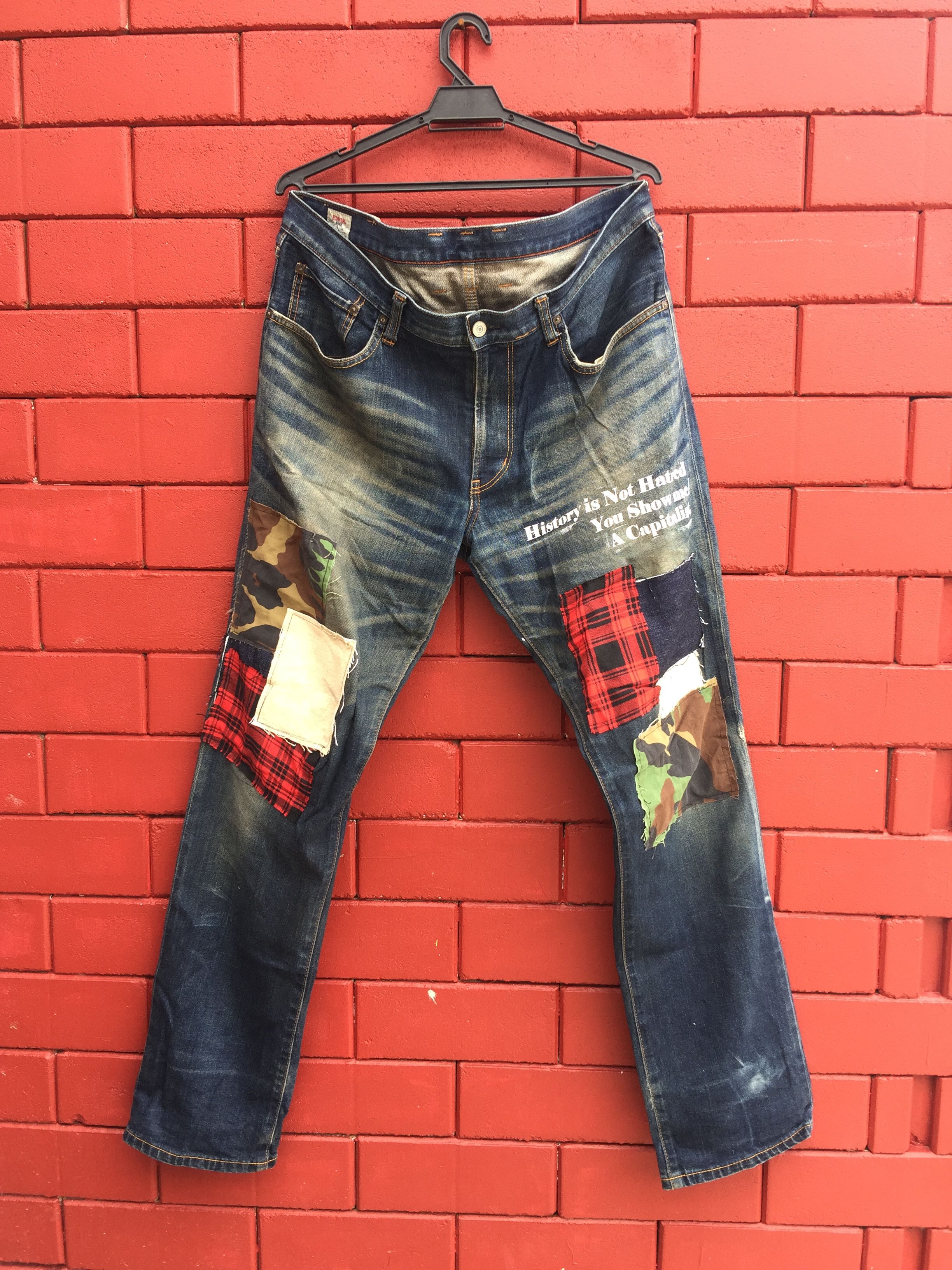 Japanese Brand × Vintage Vintage Edwin Distressed Travis Scott Fashion Style Denim Size US 37 - 1 Thumbnail