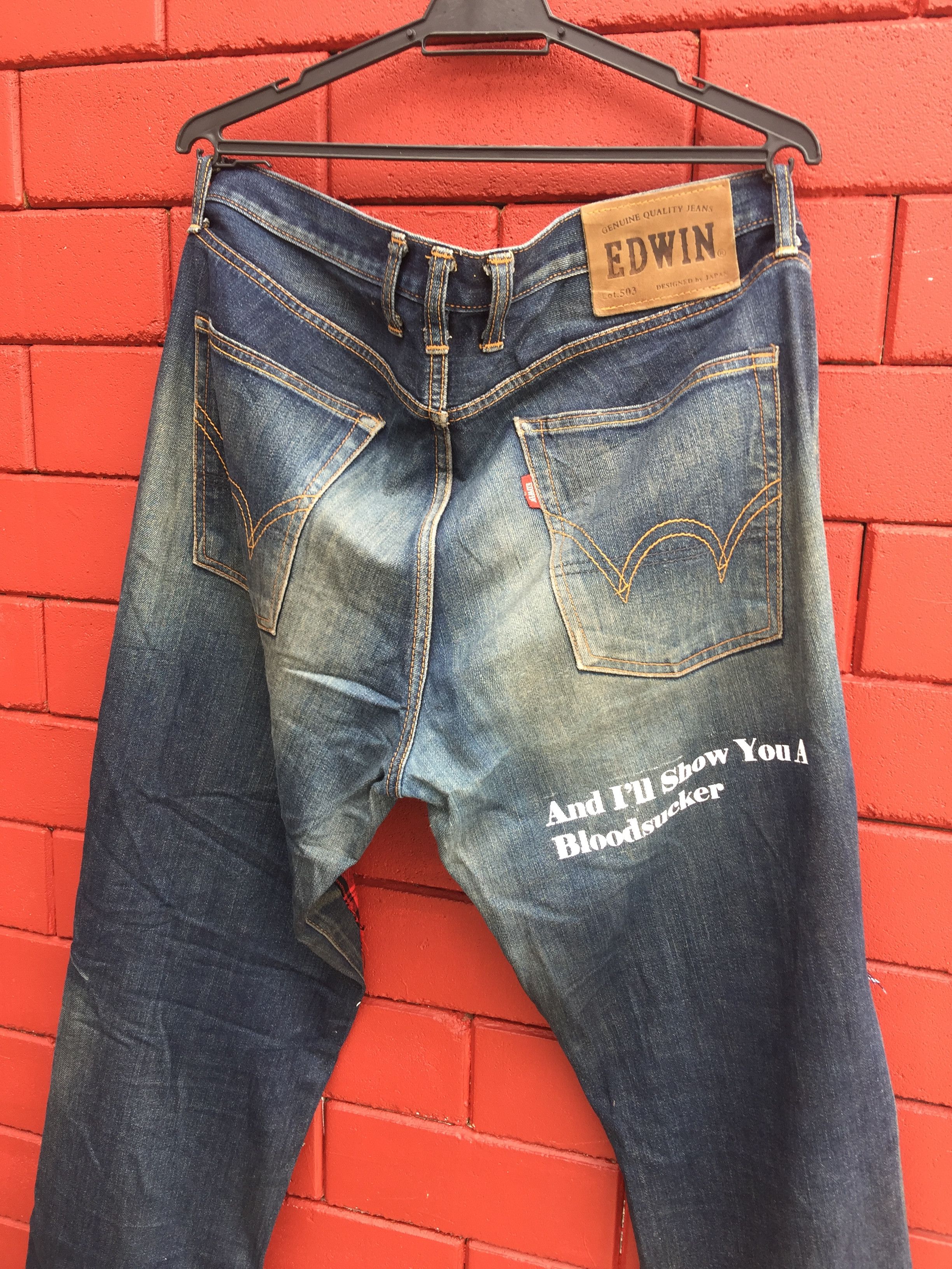 Japanese Brand × Vintage Vintage Edwin Distressed Travis Scott Fashion Style Denim Size US 37 - 5 Thumbnail