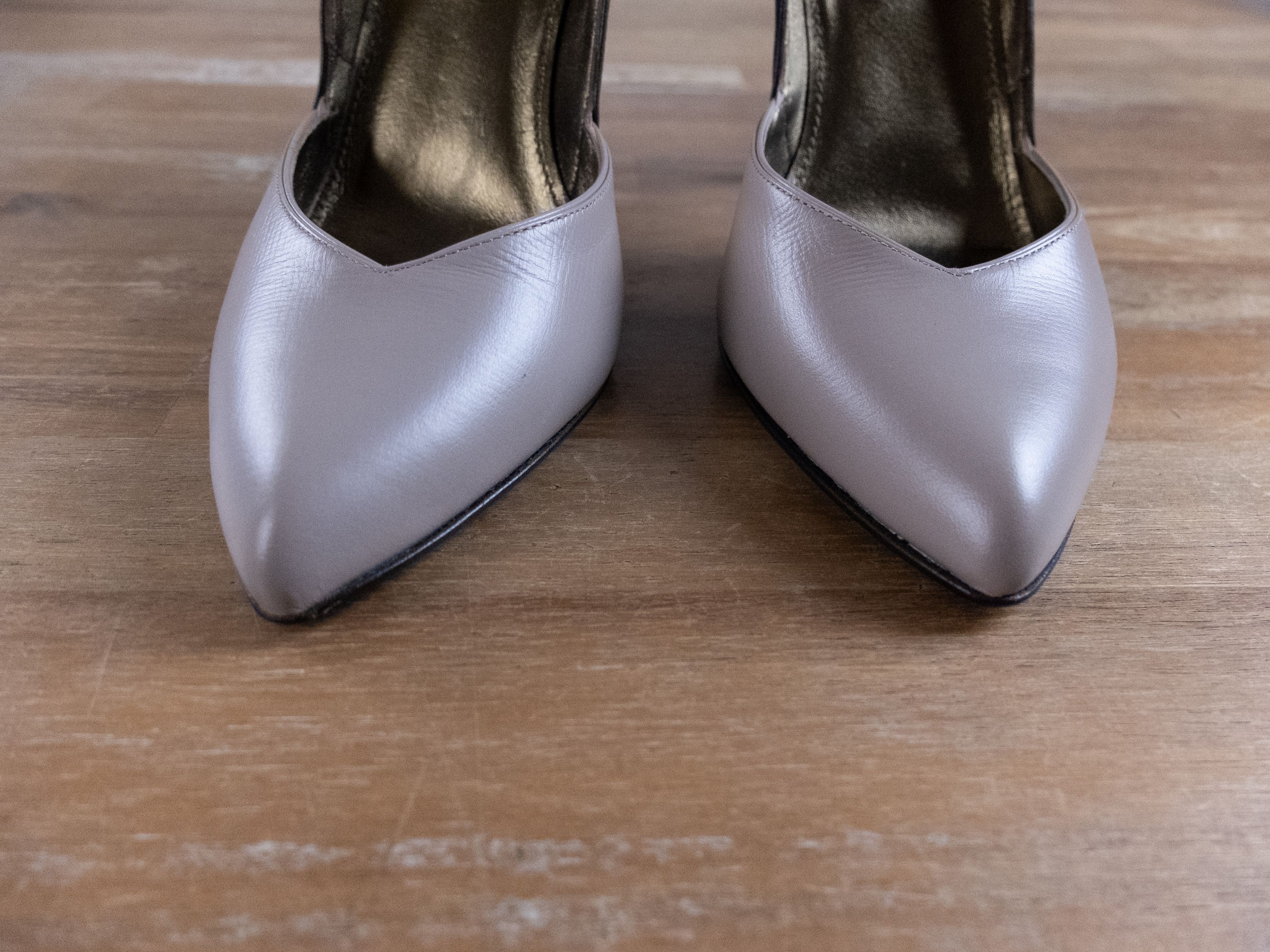 Lanvin LANVIN black gray leather stiletto heel pumps shoes 39.5 Size US 8.5 / IT 38.5 - 3 Thumbnail