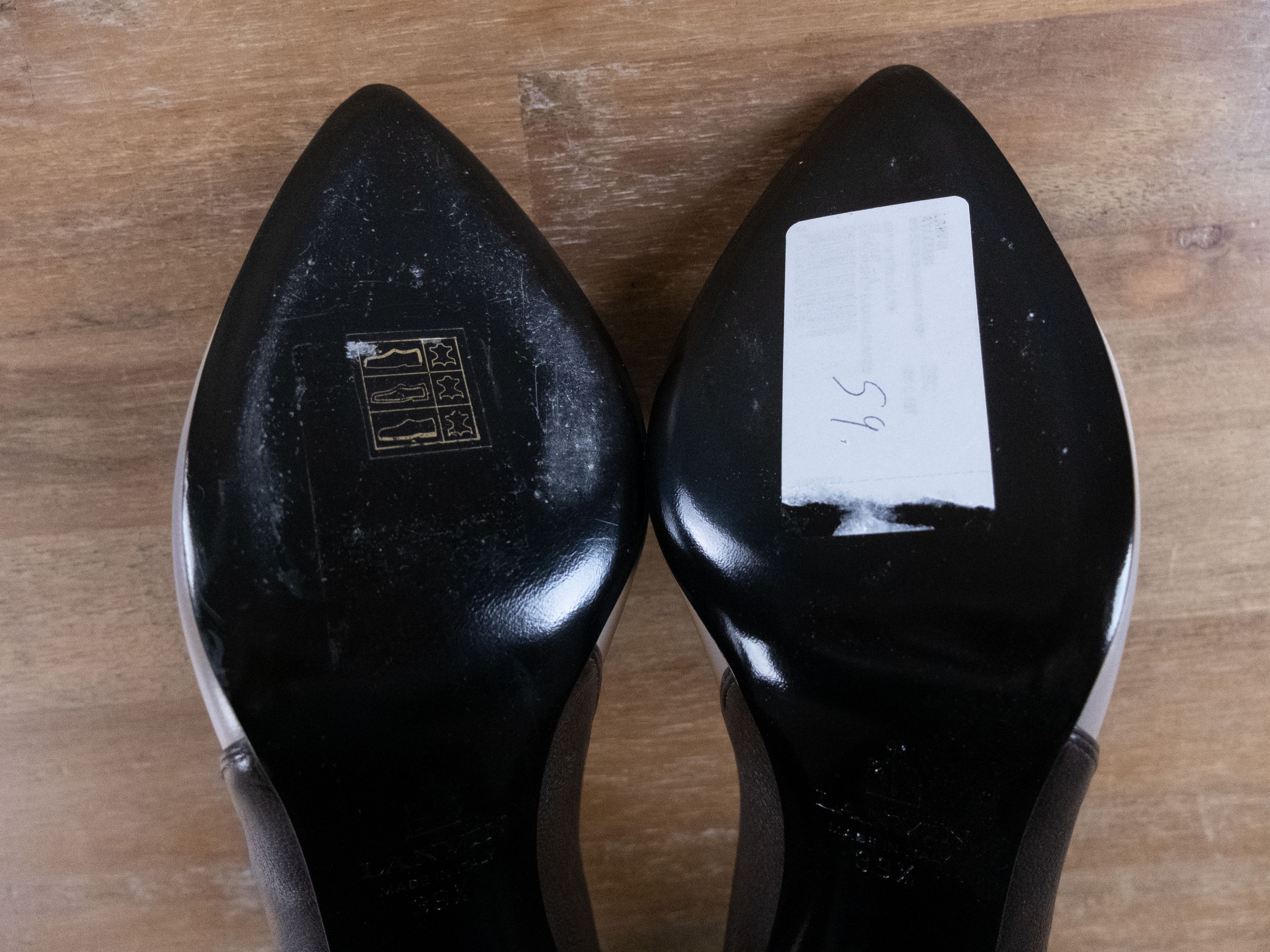 Lanvin LANVIN black gray leather stiletto heel pumps shoes 39.5 Size US 8.5 / IT 38.5 - 6 Thumbnail