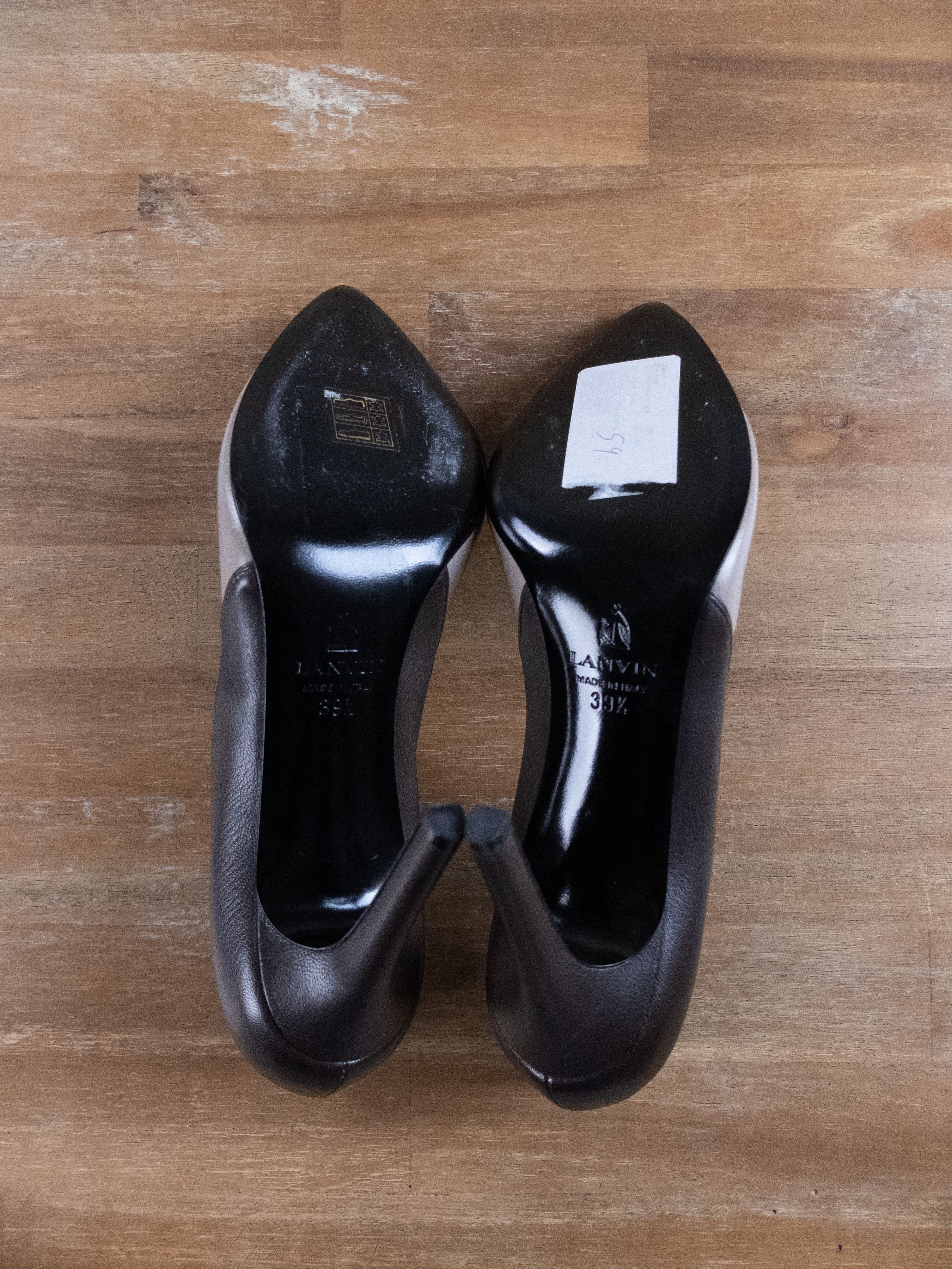 Lanvin LANVIN black gray leather stiletto heel pumps shoes 39.5 Size US 8.5 / IT 38.5 - 5 Thumbnail