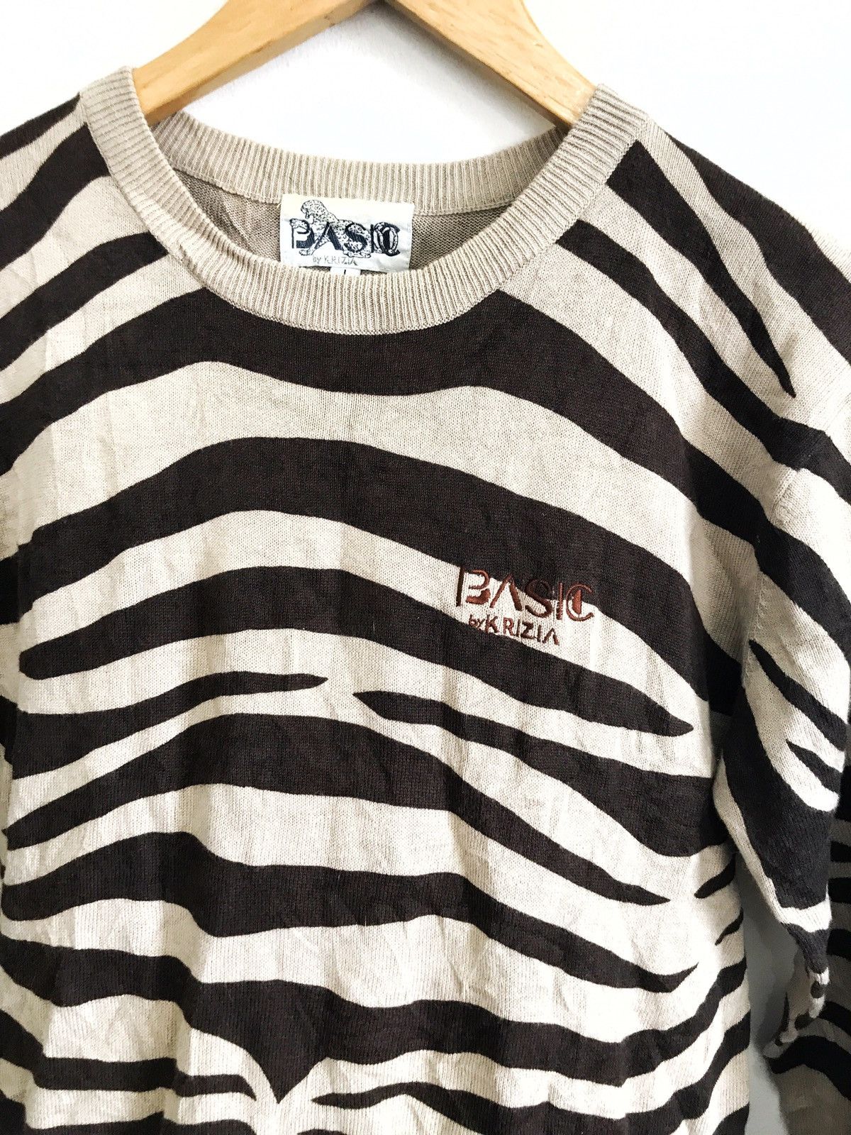 Japanese Brand × Krizia Uomo Krizia Tiger Stripes Hand Knit Shirts Armpit19"x29.5" Size US M / EU 48-50 / 2 - 2 Thumbnail