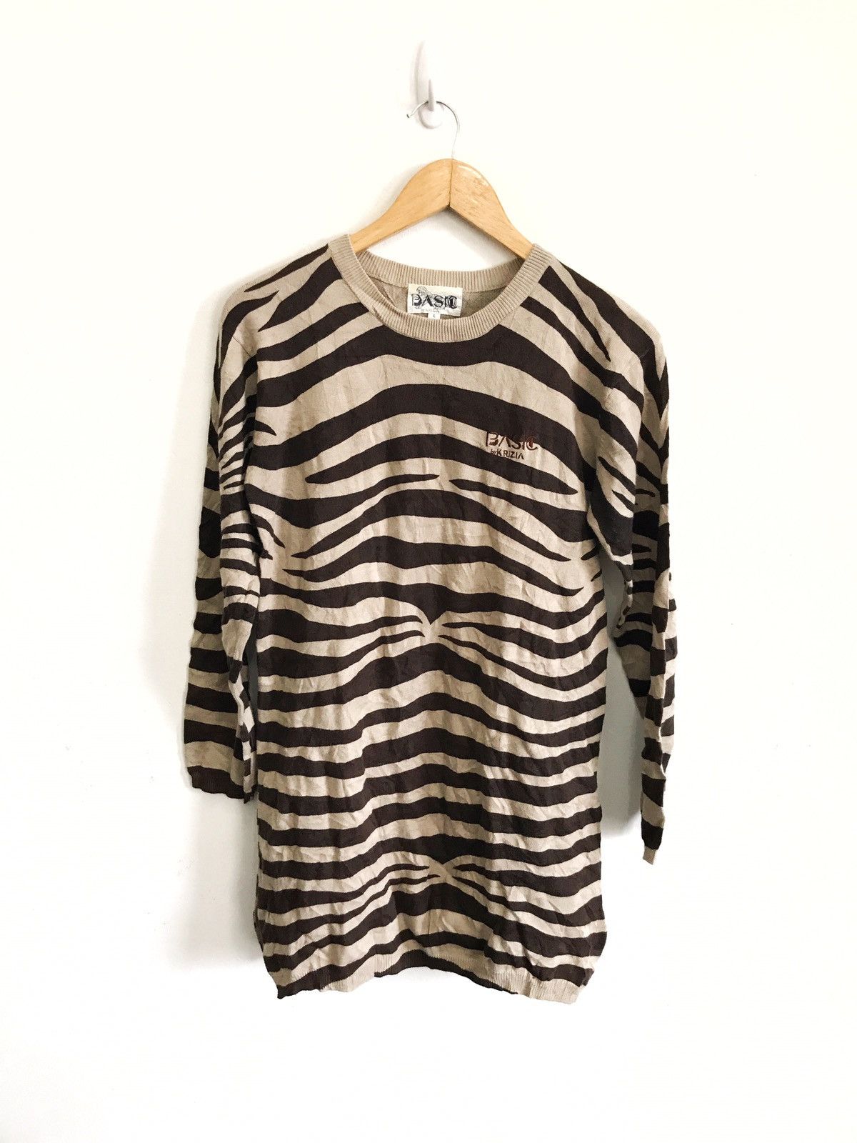 Japanese Brand × Krizia Uomo Krizia Tiger Stripes Hand Knit Shirts Armpit19"x29.5" Size US M / EU 48-50 / 2 - 1 Thumbnail