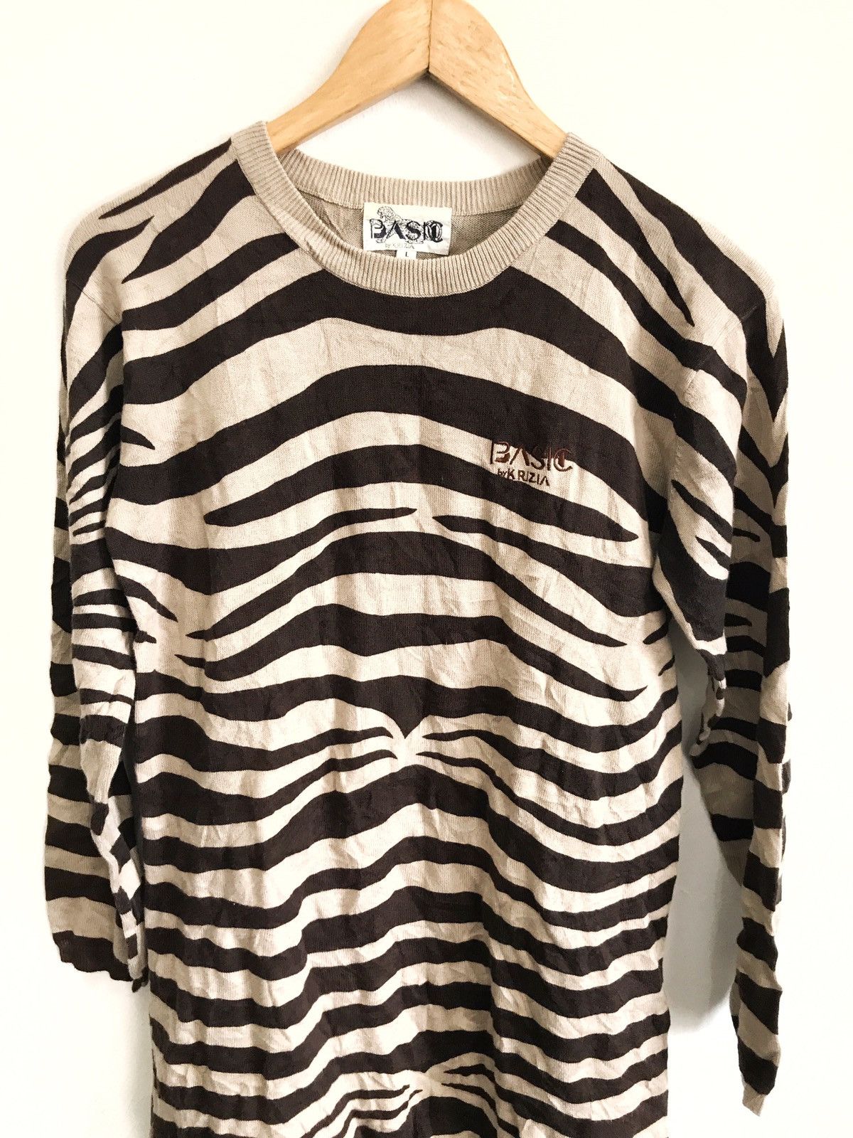 Japanese Brand × Krizia Uomo Krizia Tiger Stripes Hand Knit Shirts Armpit19"x29.5" Size US M / EU 48-50 / 2 - 4 Thumbnail