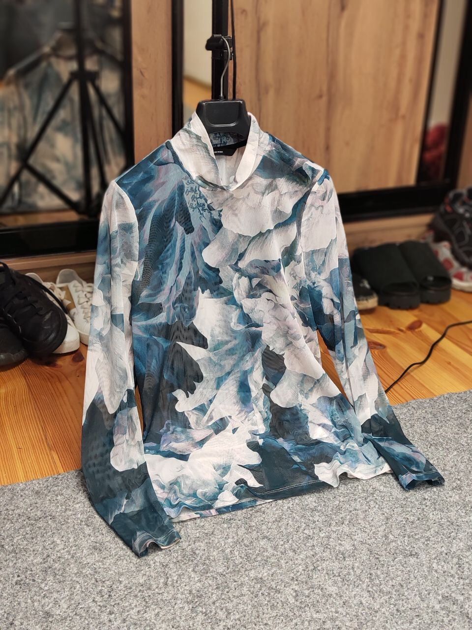 Japanese Brand Jean Paul Gaultier Long Sleeve mesh blouse Pale blue Pattern Size M / US 6-8 / IT 42-44 - 21 Thumbnail