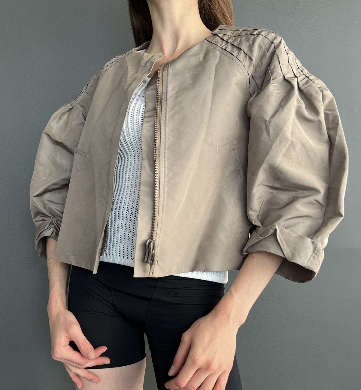 Prada FW08 Cropped Silk and Nylon Jackets Size M / US 6-8 / IT 42-44 - 3 Thumbnail