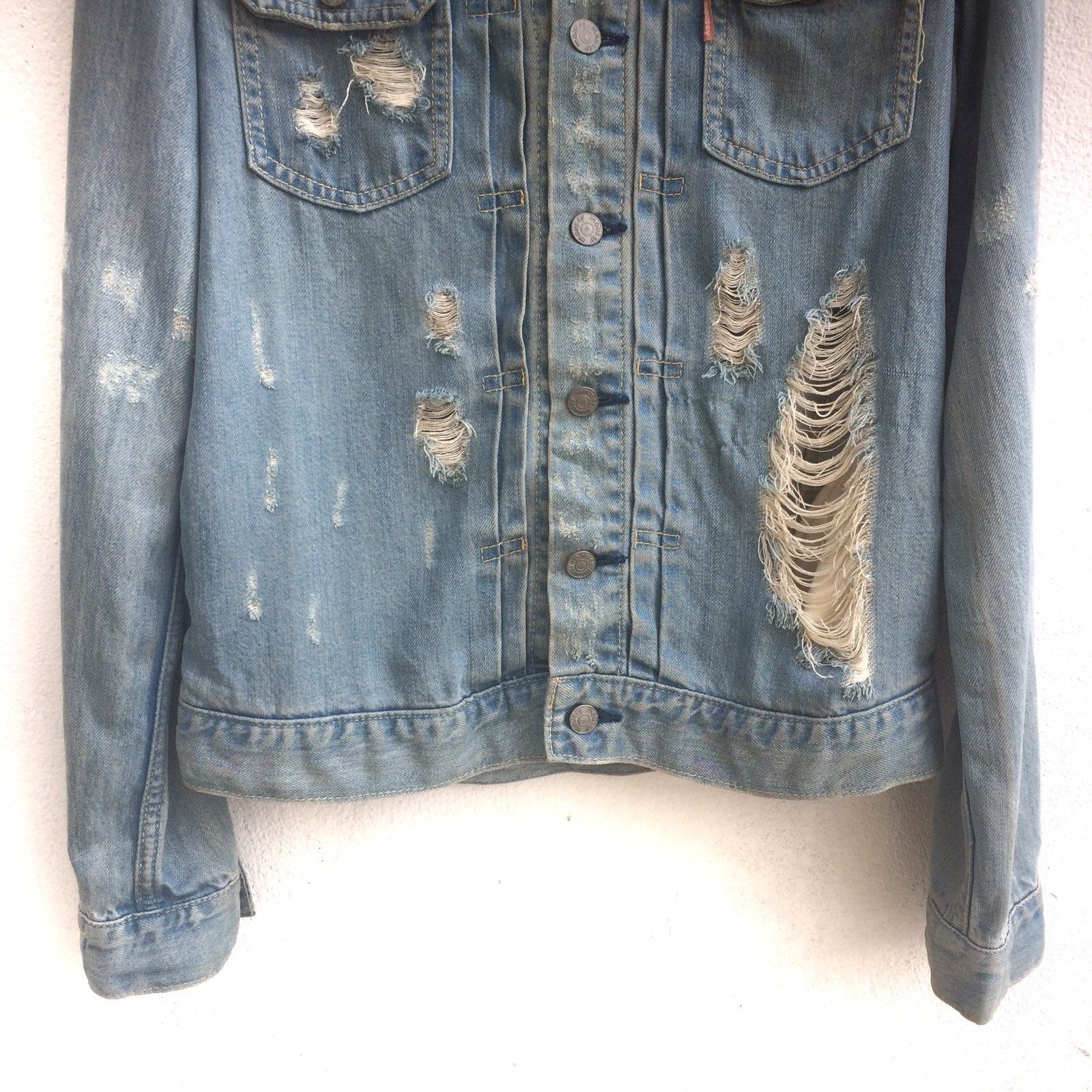 Other MOUSSY Distressed Denim Trucker Jacket Size US S / EU 44-46 / 1 - 4 Thumbnail