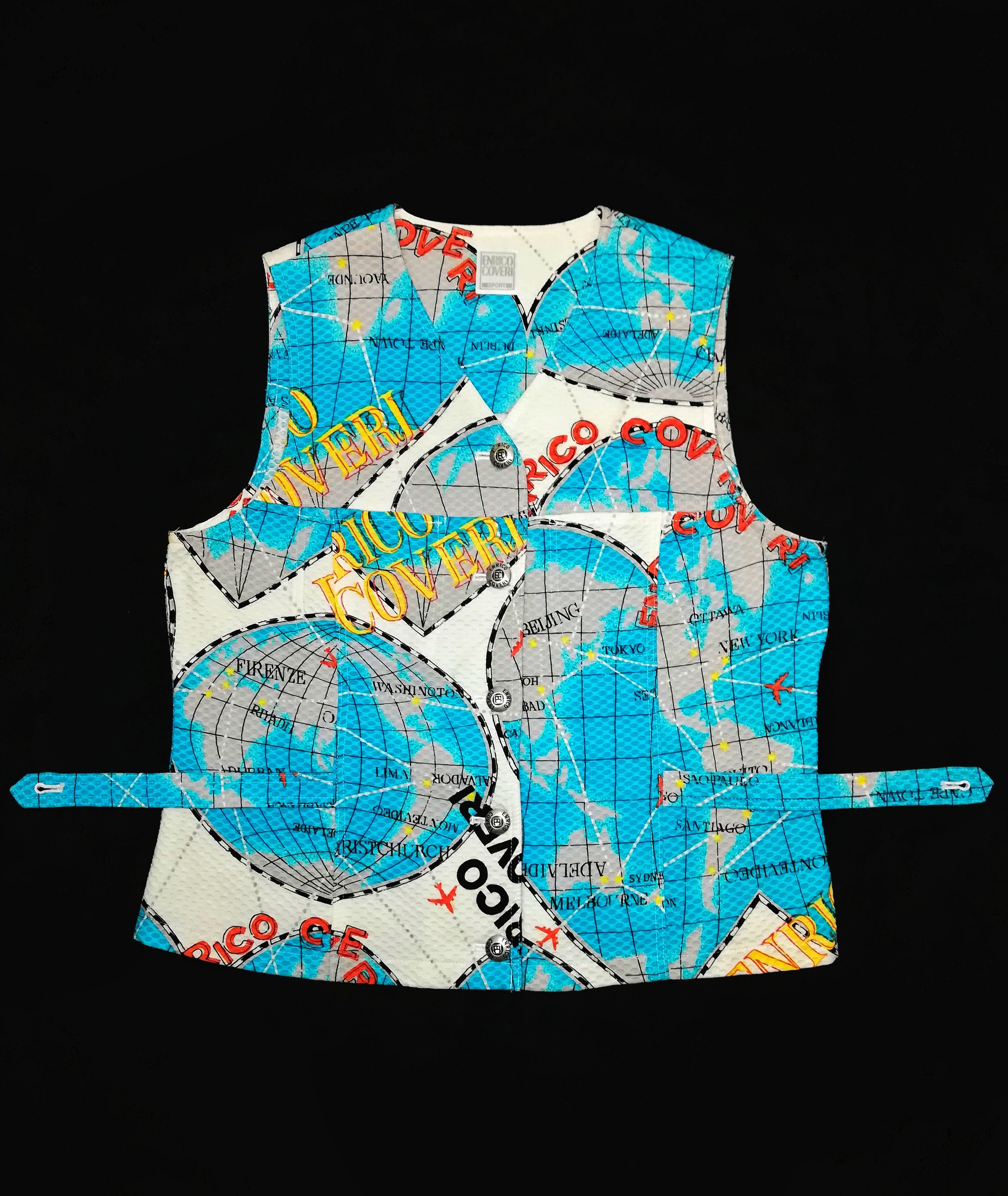 Designer × Enrico Coveri 🔥Enrico Coveri Sport Globe World Maps Fullprint Vest🔥 Size US S / EU 44-46 / 1 - 2 Thumbnail