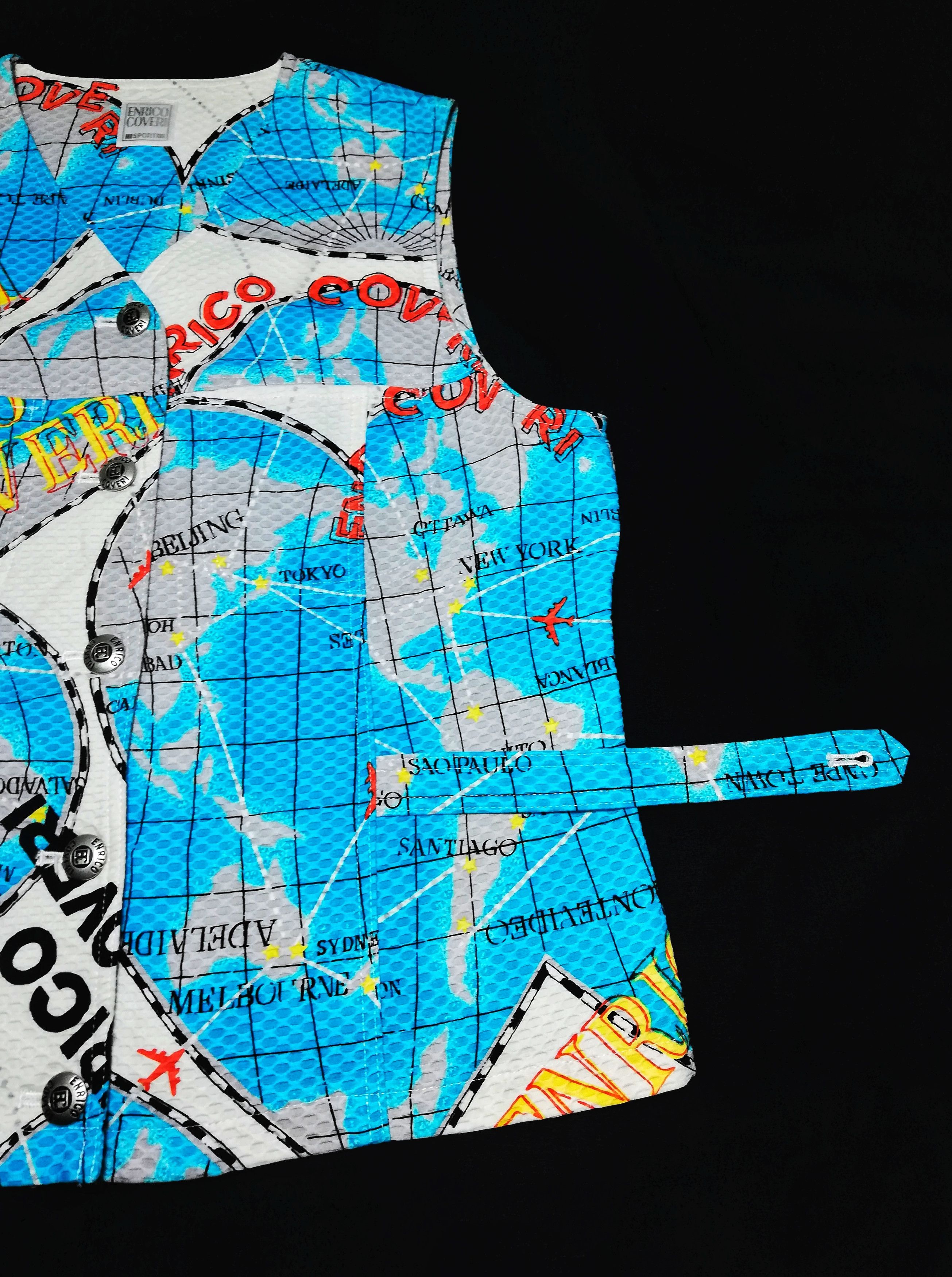 Designer × Enrico Coveri 🔥Enrico Coveri Sport Globe World Maps Fullprint Vest🔥 Size US S / EU 44-46 / 1 - 6 Thumbnail