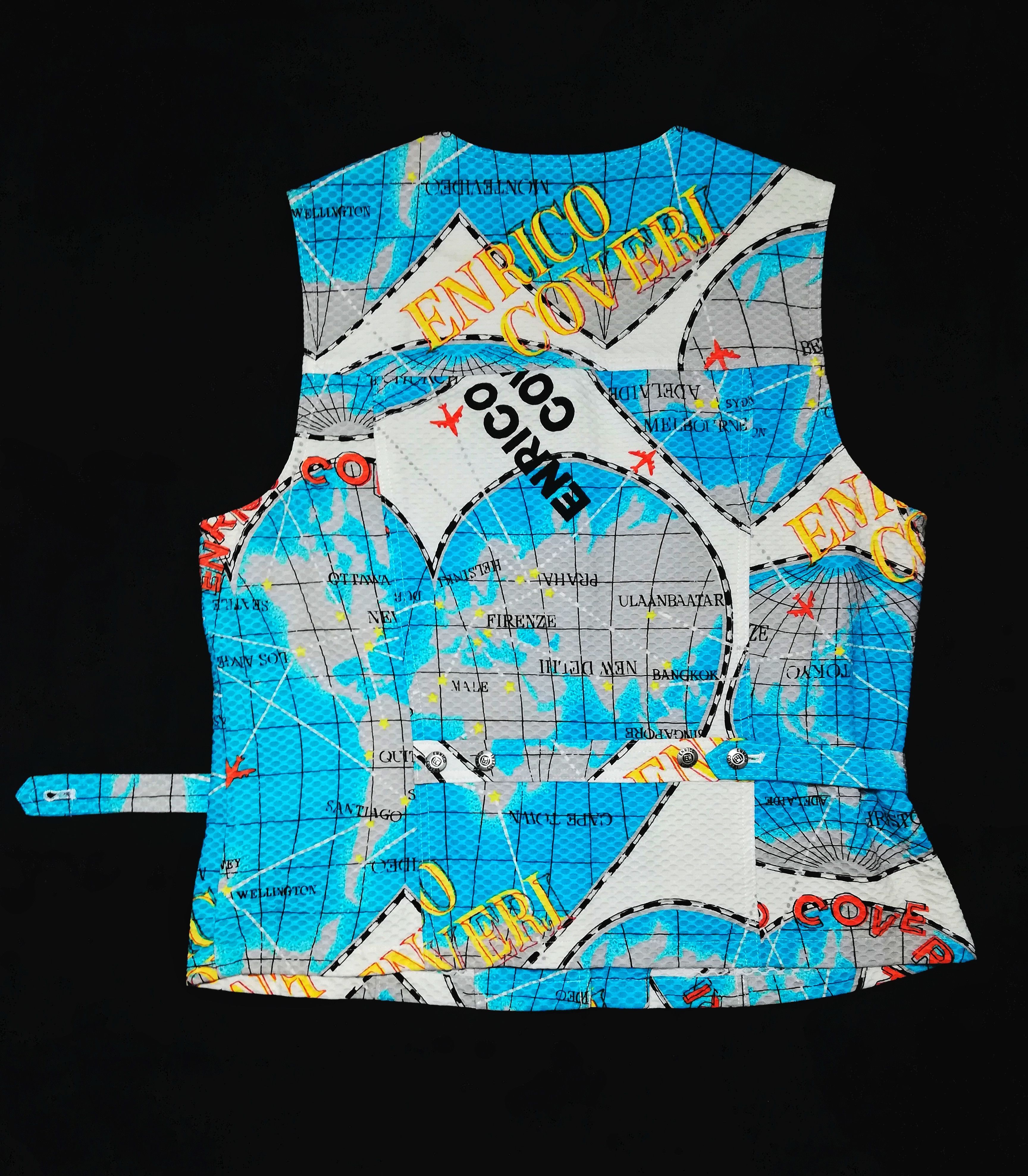Designer × Enrico Coveri 🔥Enrico Coveri Sport Globe World Maps Fullprint Vest🔥 Size US S / EU 44-46 / 1 - 12 Thumbnail