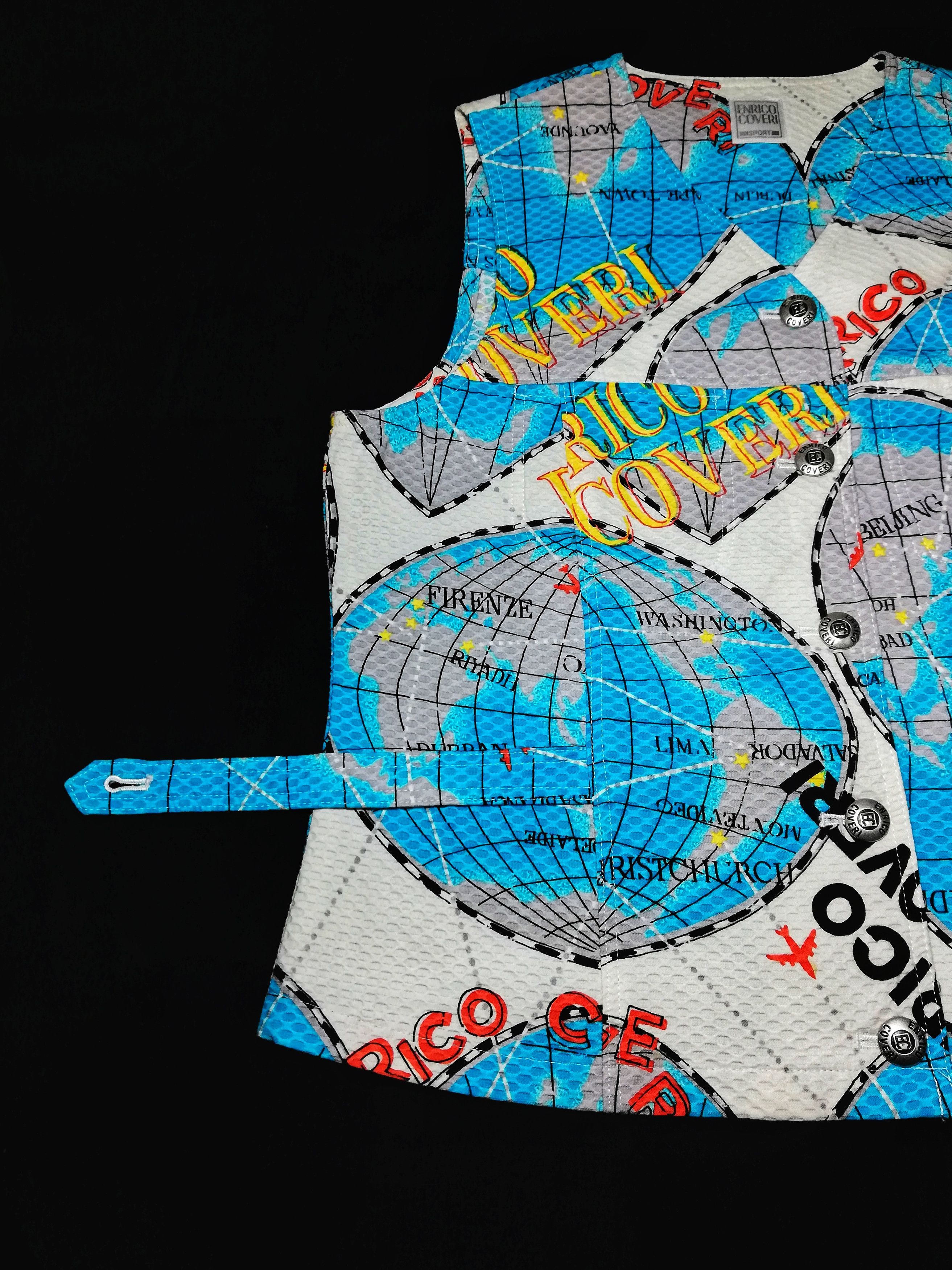 Designer × Enrico Coveri 🔥Enrico Coveri Sport Globe World Maps Fullprint Vest🔥 Size US S / EU 44-46 / 1 - 5 Thumbnail