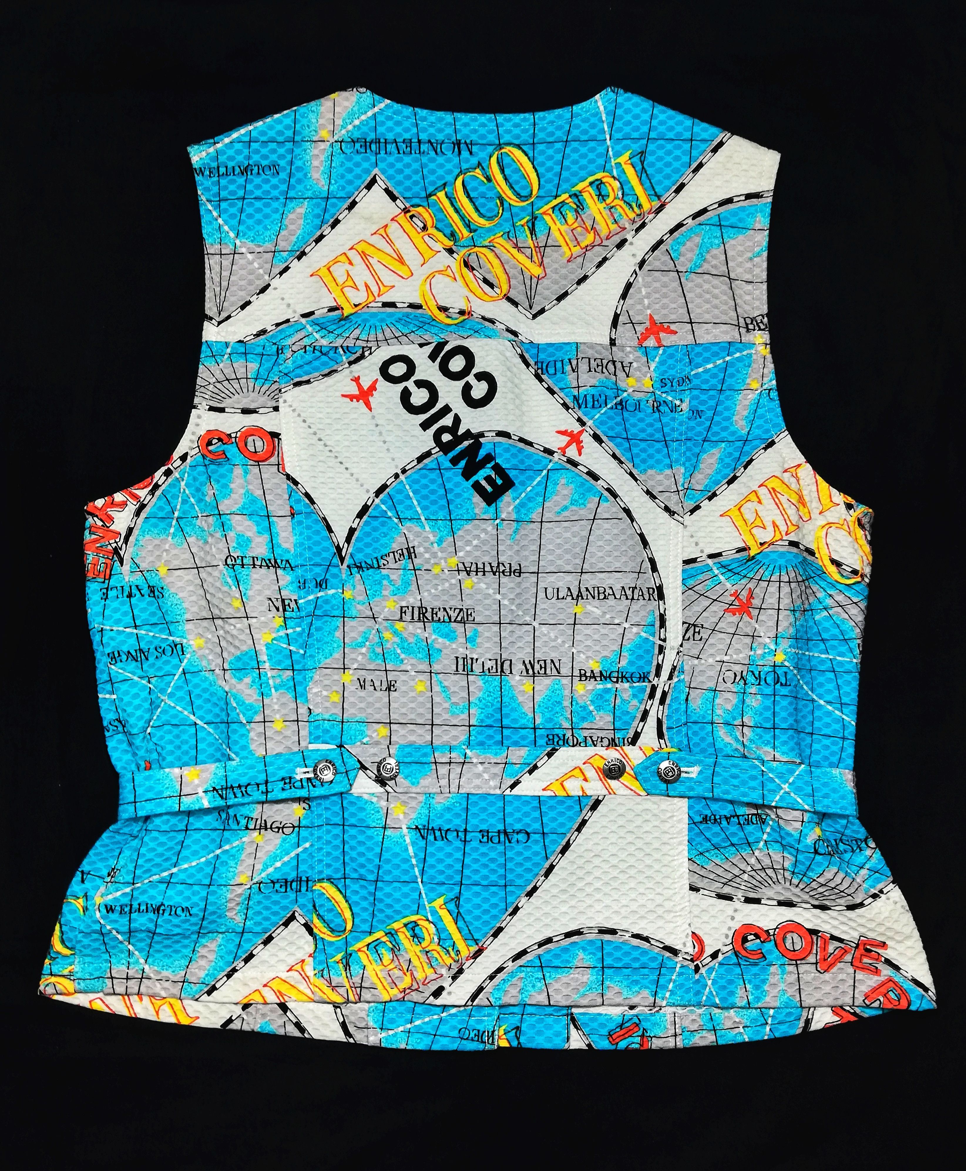 Designer × Enrico Coveri 🔥Enrico Coveri Sport Globe World Maps Fullprint Vest🔥 Size US S / EU 44-46 / 1 - 15 Thumbnail