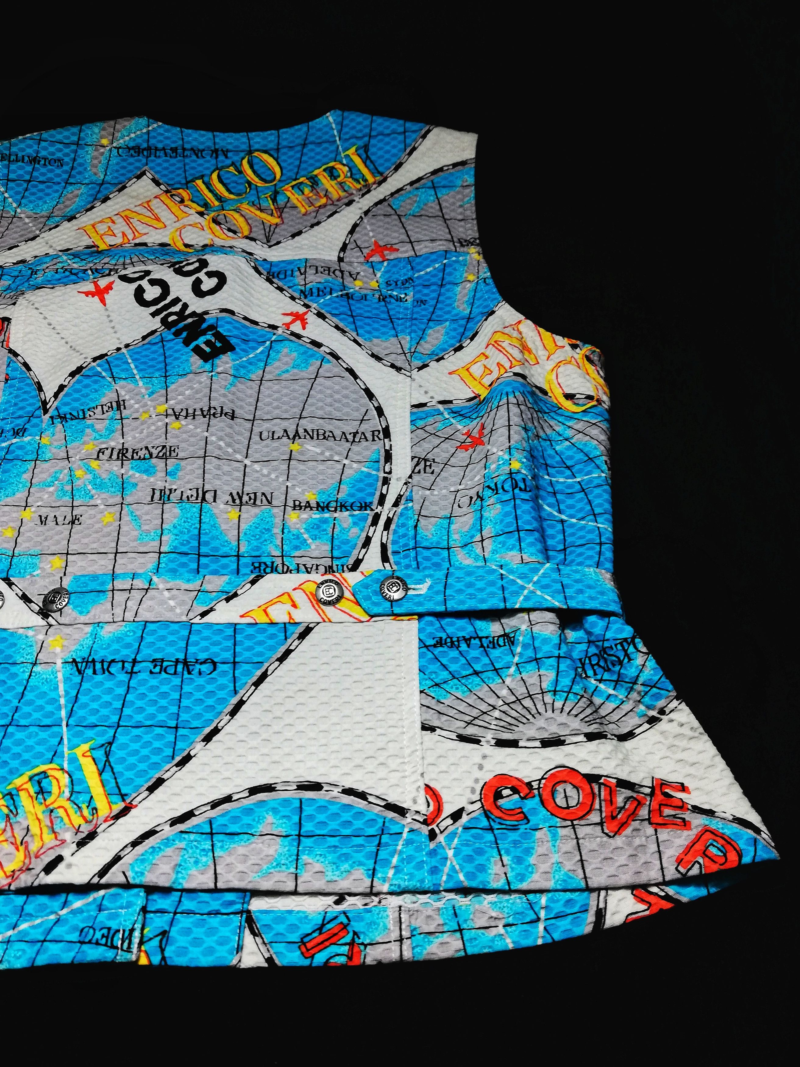 Designer × Enrico Coveri 🔥Enrico Coveri Sport Globe World Maps Fullprint Vest🔥 Size US S / EU 44-46 / 1 - 14 Thumbnail