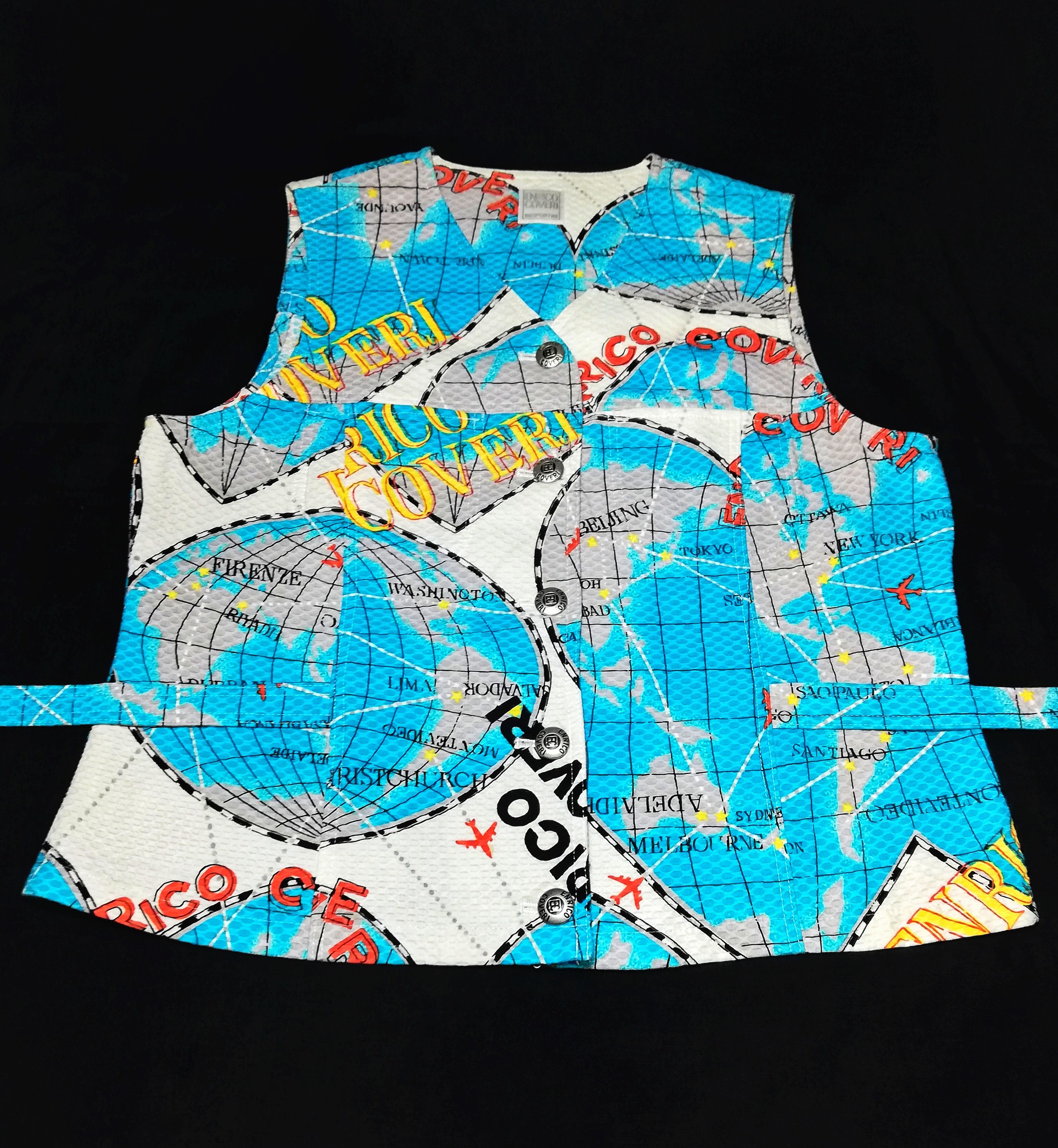 Designer × Enrico Coveri 🔥Enrico Coveri Sport Globe World Maps Fullprint Vest🔥 Size US S / EU 44-46 / 1 - 3 Thumbnail