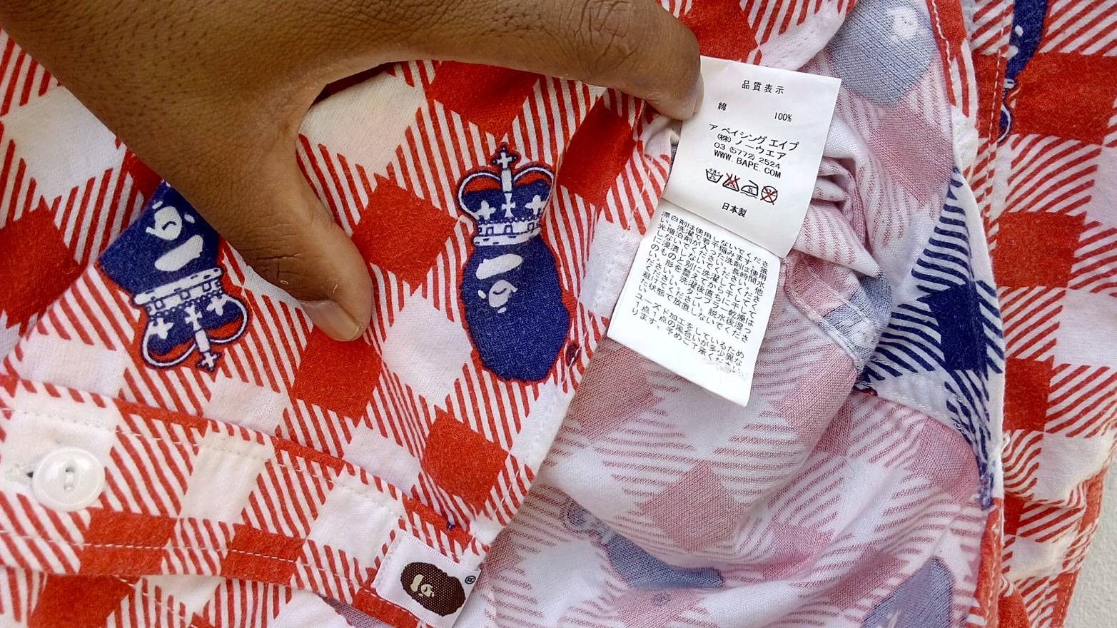 Bape A BATHING APE Crown Printed long-sleeved flannel shirt Size US M / EU 48-50 / 2 - 8 Thumbnail