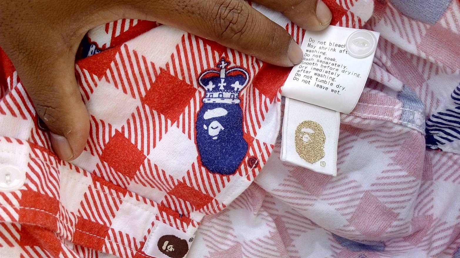 Bape A BATHING APE Crown Printed long-sleeved flannel shirt Size US M / EU 48-50 / 2 - 7 Thumbnail