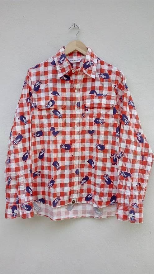 Bape A BATHING APE Crown Printed long-sleeved flannel shirt Size US M / EU 48-50 / 2 - 1 Thumbnail