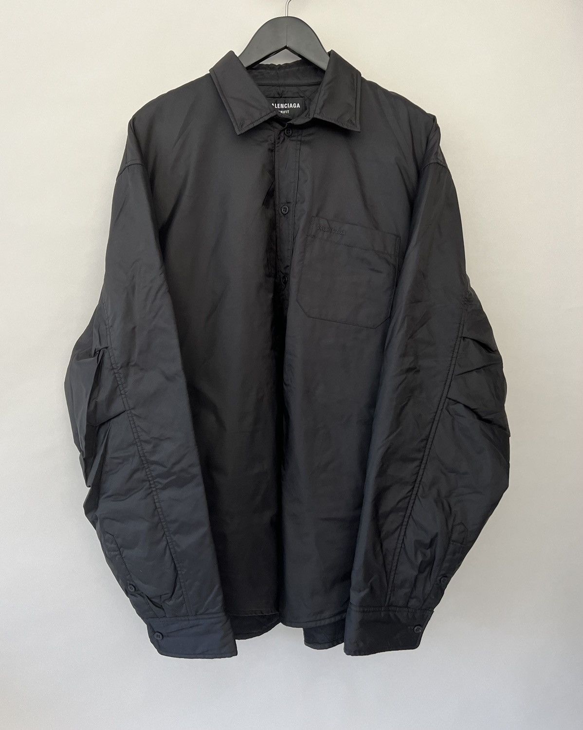 image of Balenciaga Padded Overshirt in Black, Men's (Size Medium)
