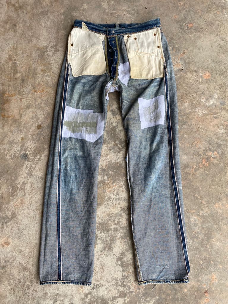 Levi's Vintage Clothing RARE🔥Repro True Vintage Distress Levi's 501 of 1955 Jeans Size US 31 - 23 Thumbnail