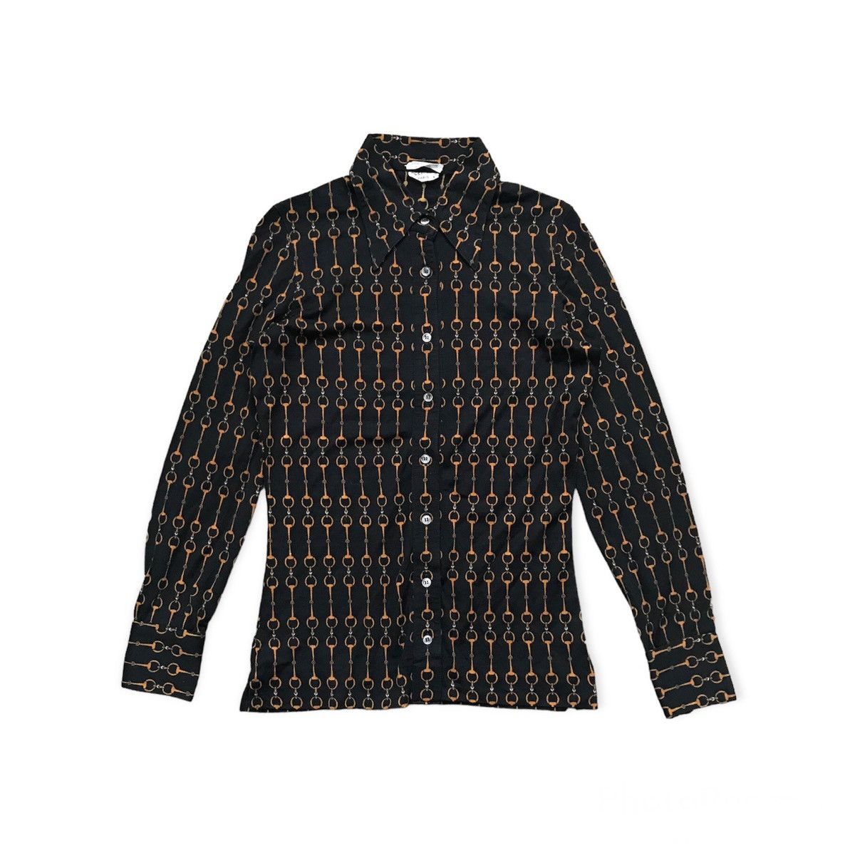 image of Celine All Overprint Pure Wool Button Up Shirts, Women's (Size Medium)