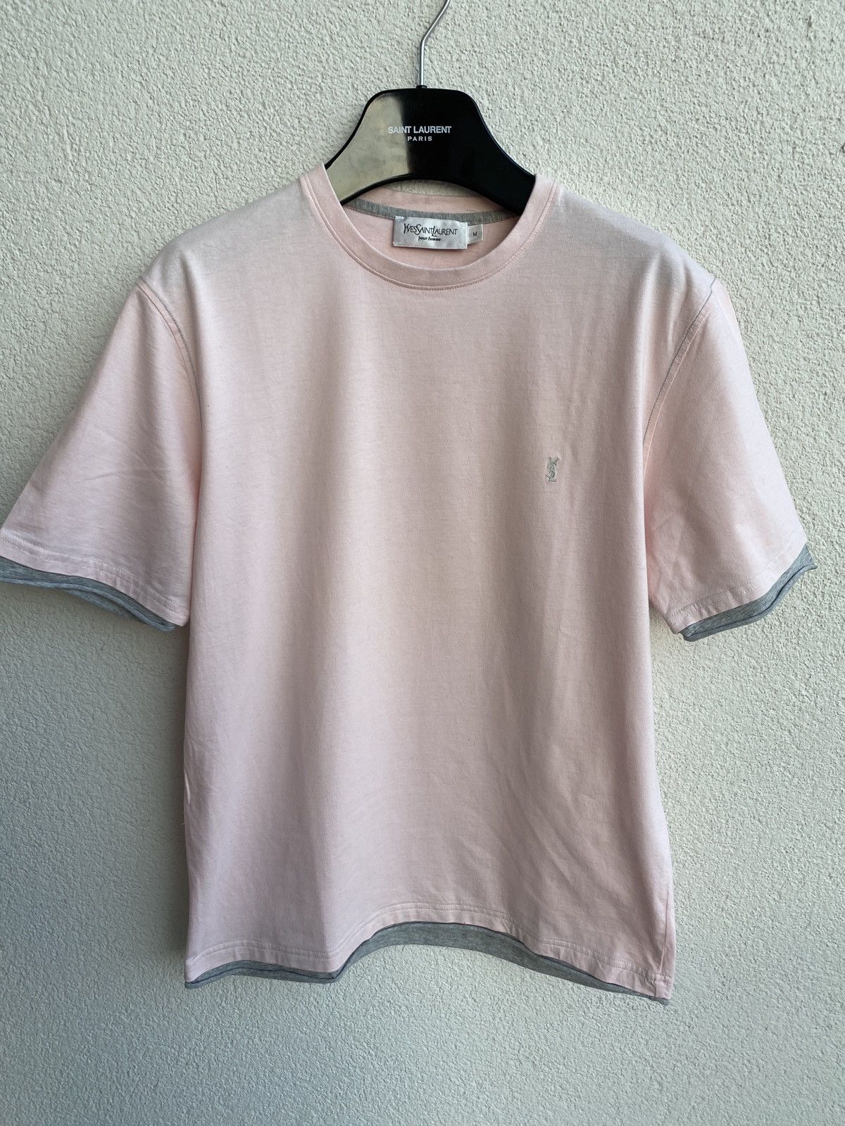 Yves Saint Laurent Pinky YSL T-shirt Double Layer Size US M / EU 48-50 / 2 - 3 Thumbnail
