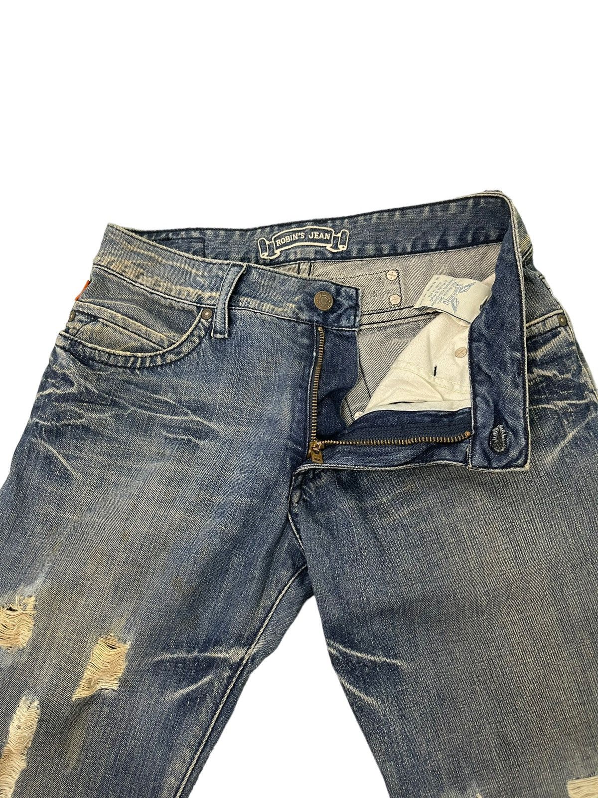 Japanese Brand Flare Jeans Robin’s Jean USA Distress Denim Low Rise 3🟦5 Size US 30 / EU 46 - 12 Thumbnail