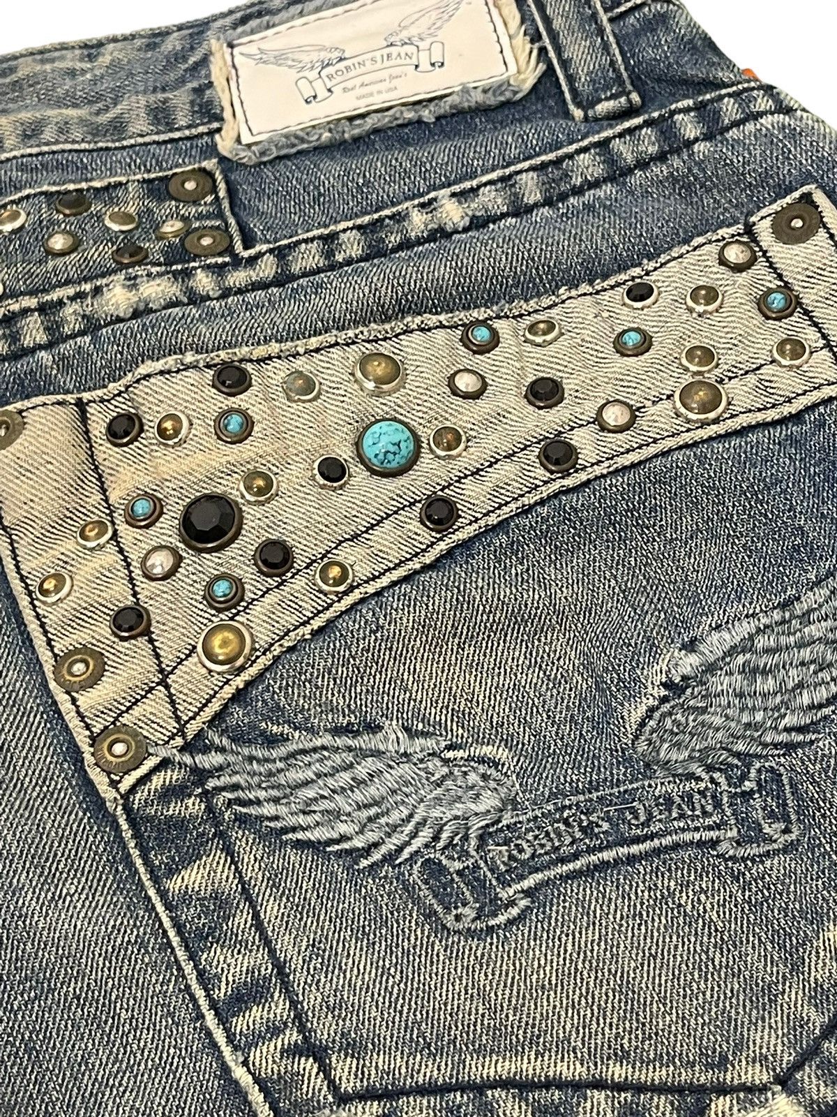 Japanese Brand Flare Jeans Robin’s Jean USA Distress Denim Low Rise 3🟦5 Size US 30 / EU 46 - 21 Thumbnail