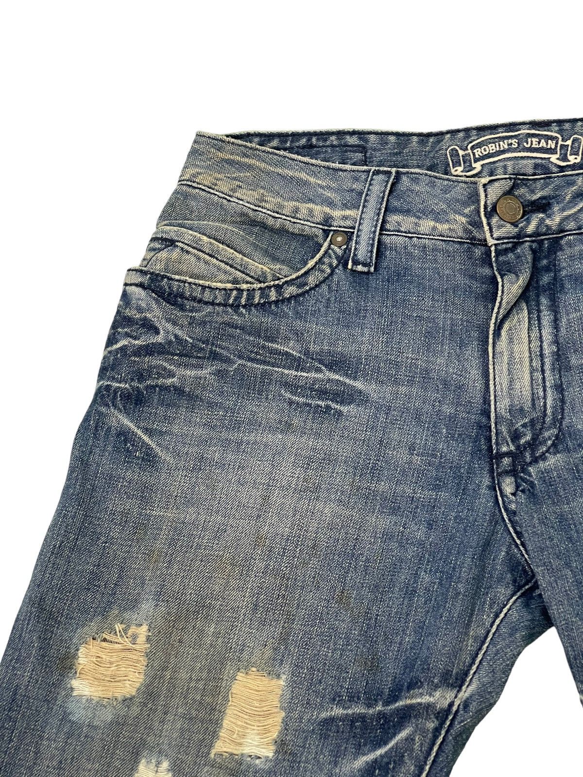 Japanese Brand Flare Jeans Robin’s Jean USA Distress Denim Low Rise 3🟦5 Size US 30 / EU 46 - 9 Thumbnail