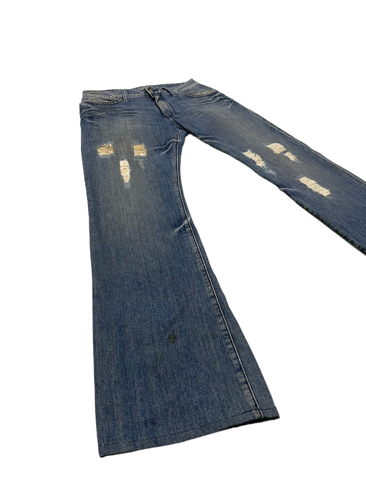 Japanese Brand Flare Jeans Robin’s Jean USA Distress Denim Low Rise 3🟦5 Size US 30 / EU 46 - 1 Thumbnail