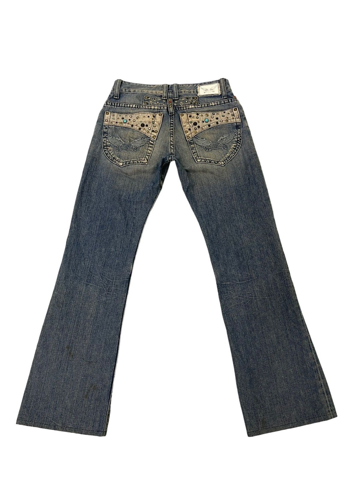Japanese Brand Flare Jeans Robin’s Jean USA Distress Denim Low Rise 3🟦5 Size US 30 / EU 46 - 13 Thumbnail