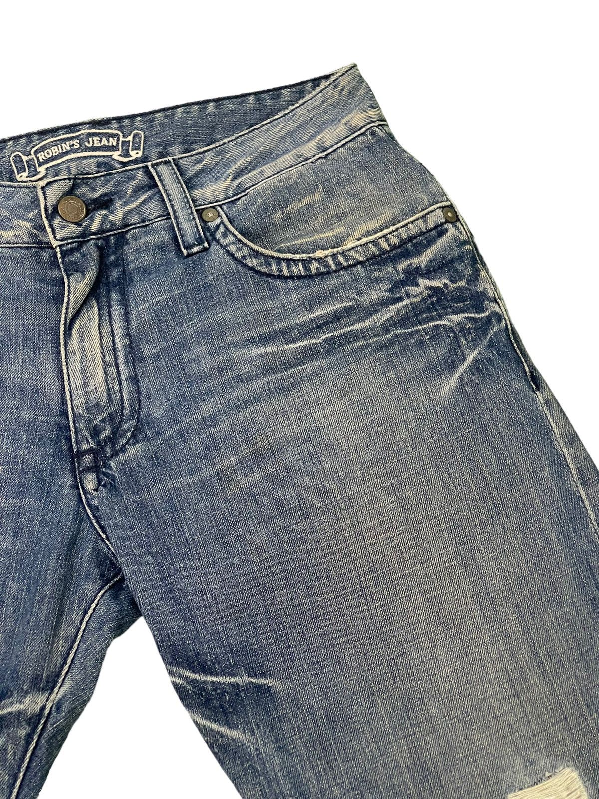 Japanese Brand Flare Jeans Robin’s Jean USA Distress Denim Low Rise 3🟦5 Size US 30 / EU 46 - 10 Thumbnail