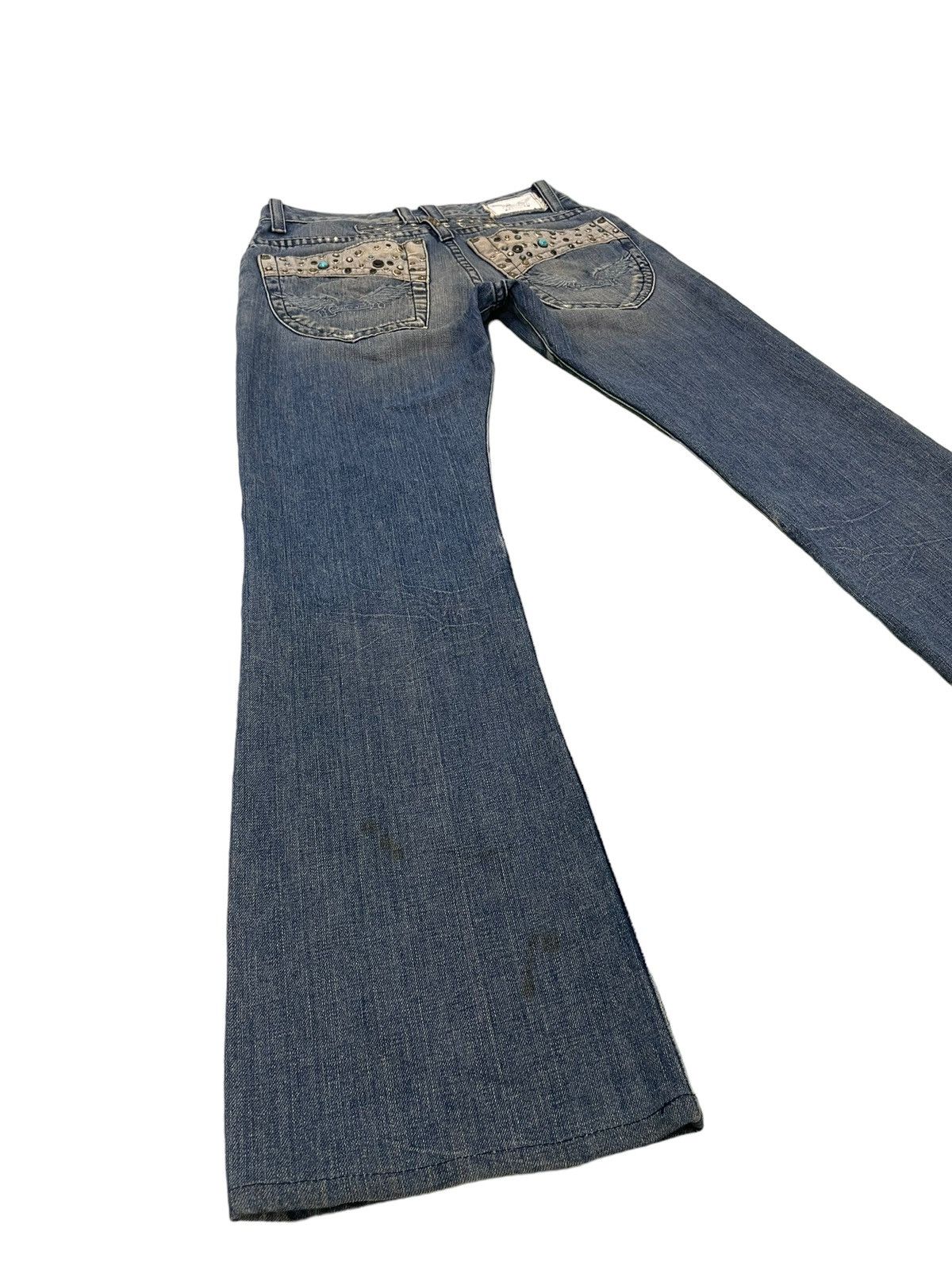 Japanese Brand Flare Jeans Robin’s Jean USA Distress Denim Low Rise 3🟦5 Size US 30 / EU 46 - 14 Thumbnail