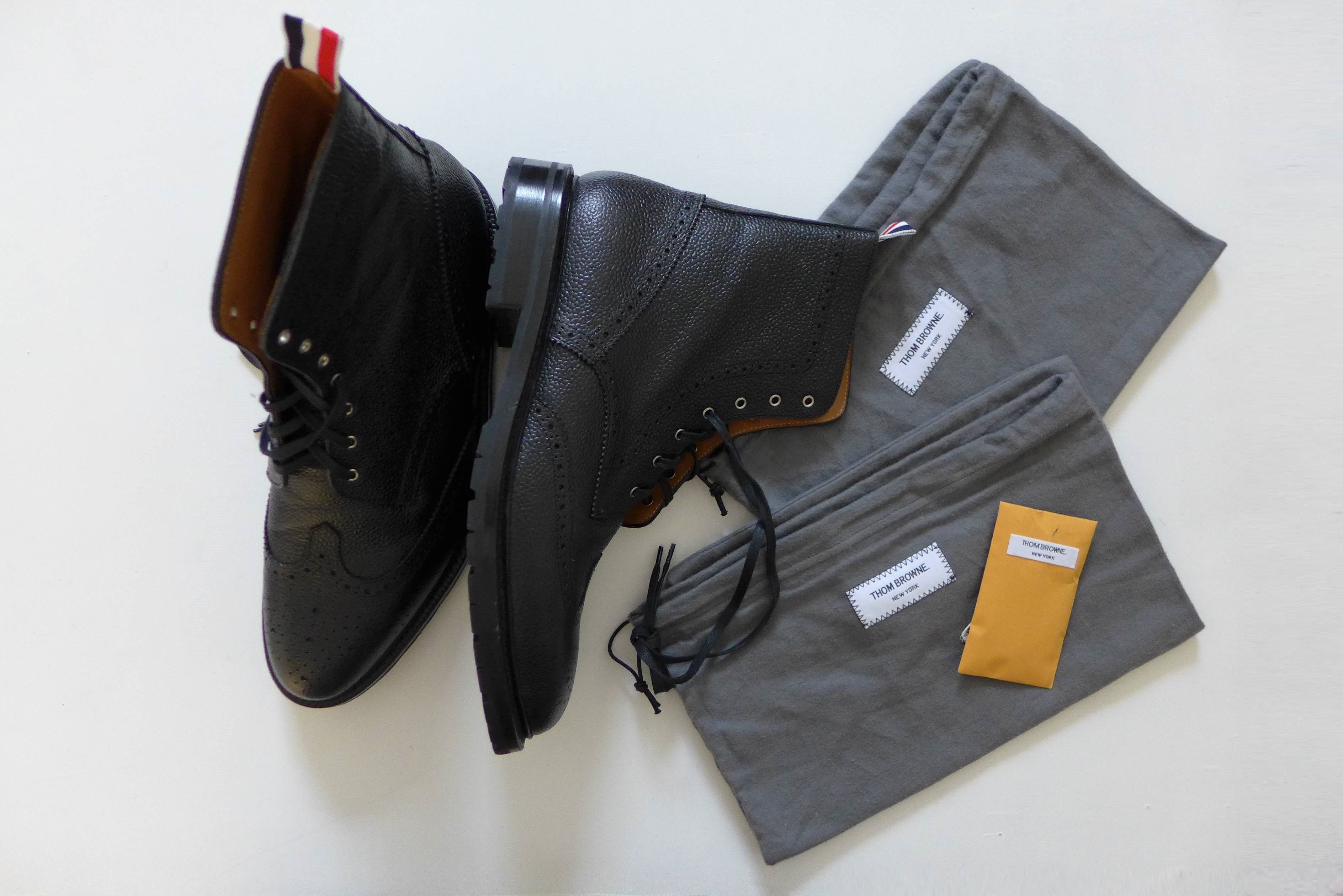 Thom Browne Thom Browne Wingtip Boots ~ Black Pebble Grain Leather Size US 11 / EU 44 - 10 Thumbnail