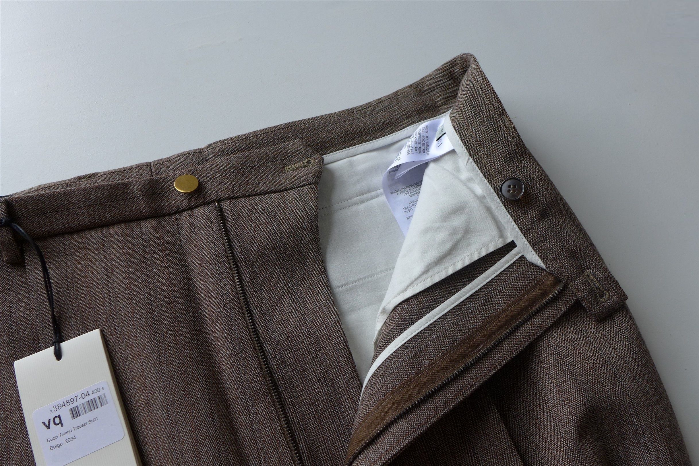 Gucci Gucci Pleated Straight Leg Brown Herringbone Wool Trousers. Size US 34 / EU 50 - 11 Thumbnail