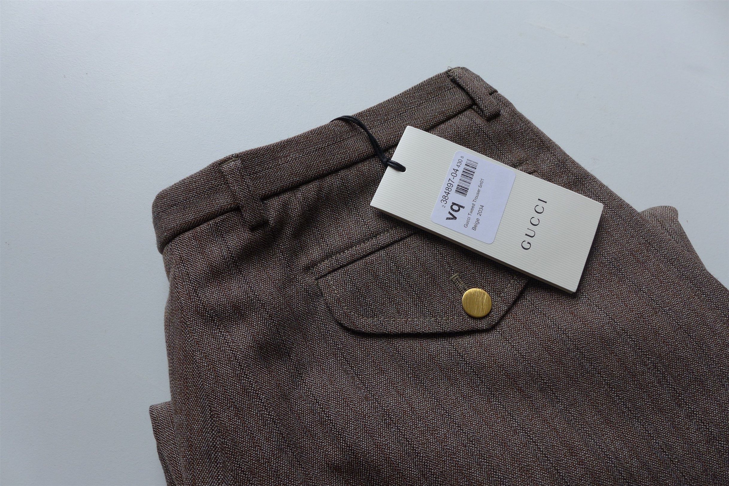 Gucci Gucci Pleated Straight Leg Brown Herringbone Wool Trousers. Size US 34 / EU 50 - 6 Thumbnail
