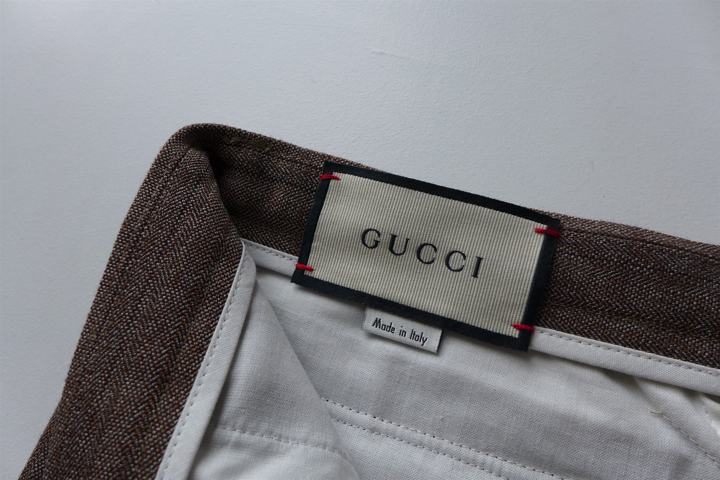 Gucci Gucci Pleated Straight Leg Brown Herringbone Wool Trousers. Size US 34 / EU 50 - 17 Thumbnail