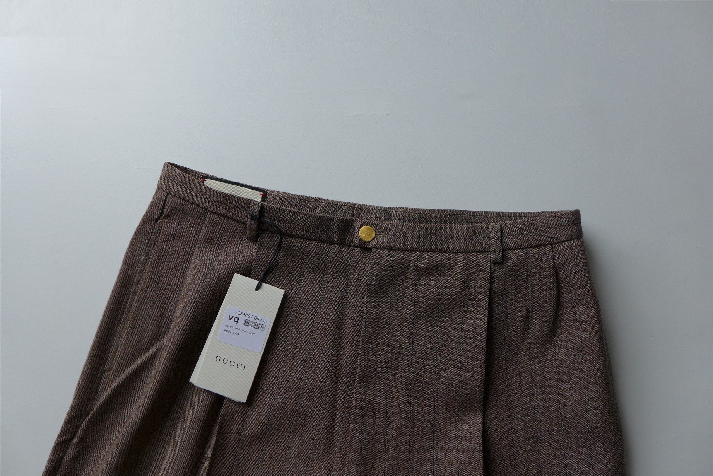Gucci Gucci Pleated Straight Leg Brown Herringbone Wool Trousers. Size US 34 / EU 50 - 7 Thumbnail