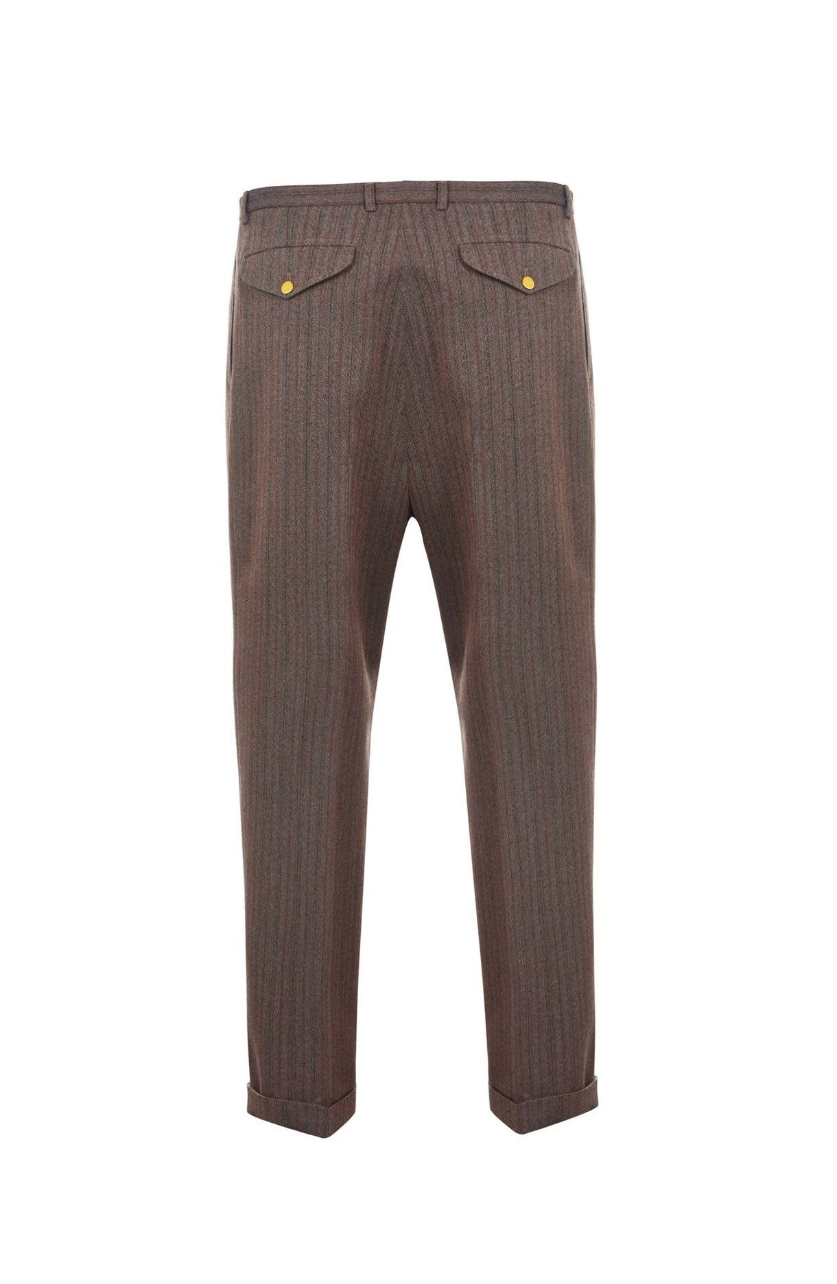 Gucci Gucci Pleated Straight Leg Brown Herringbone Wool Trousers. Size US 34 / EU 50 - 2 Thumbnail