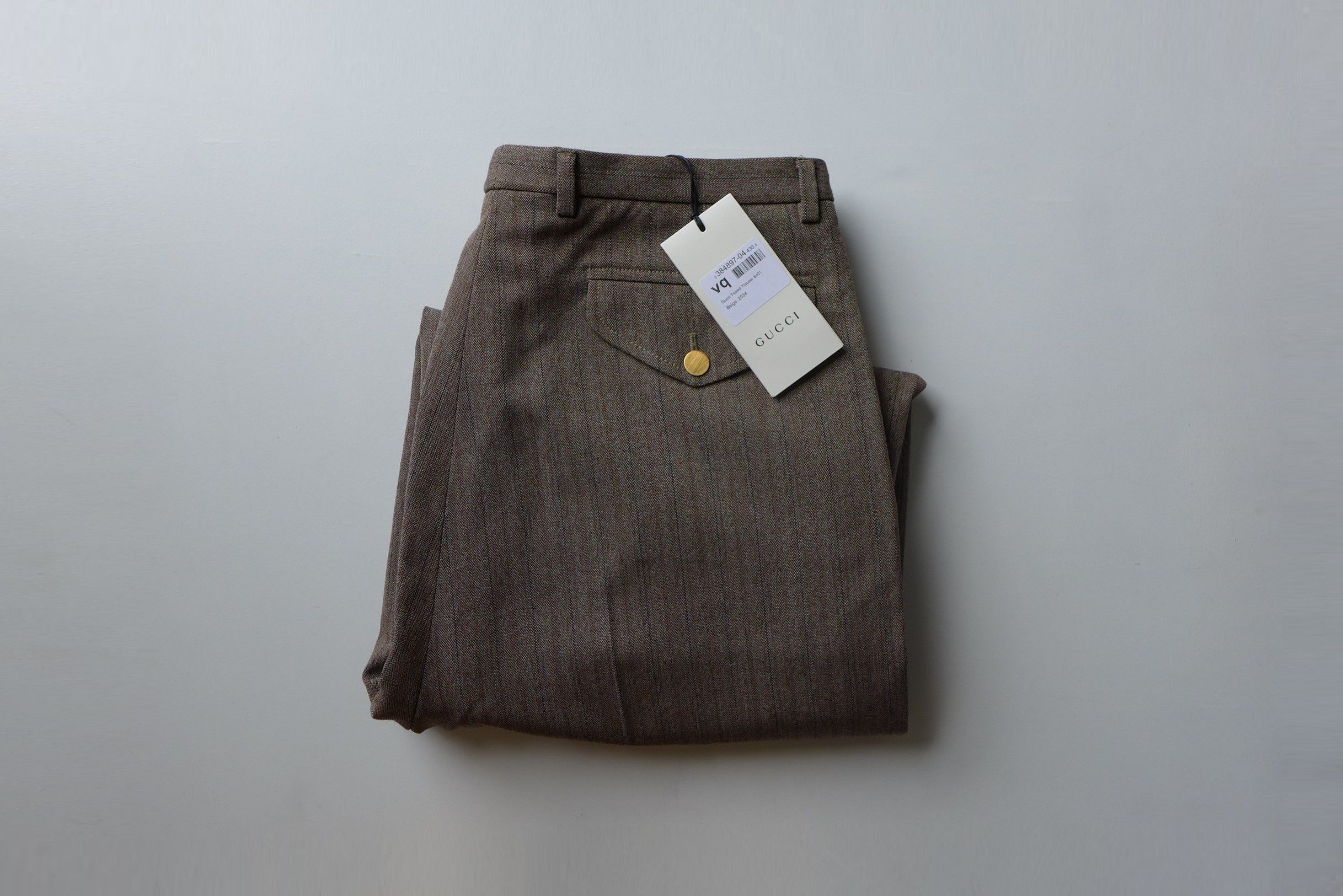 Gucci Gucci Pleated Straight Leg Brown Herringbone Wool Trousers. Size US 34 / EU 50 - 5 Thumbnail