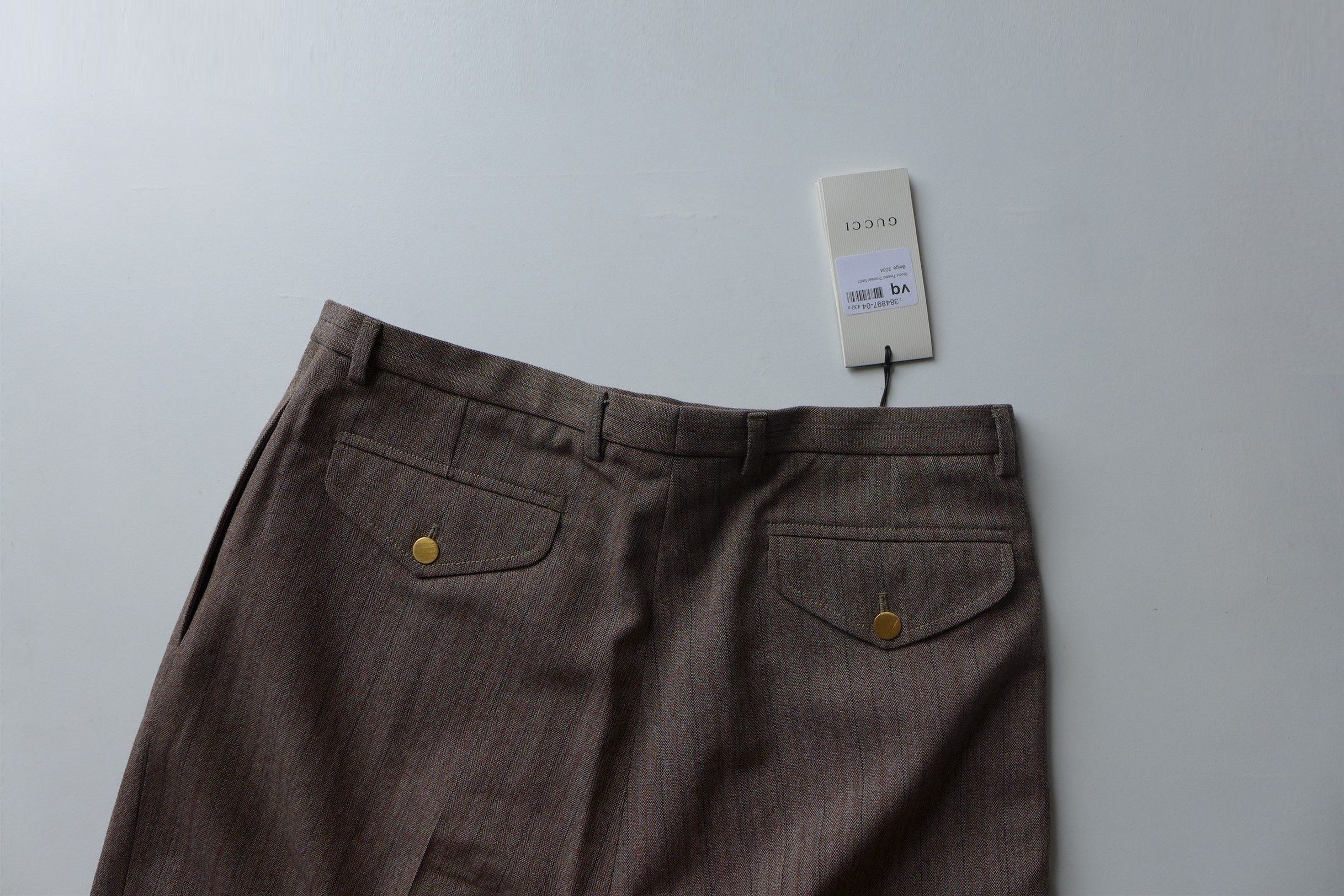 Gucci Gucci Pleated Straight Leg Brown Herringbone Wool Trousers. Size US 34 / EU 50 - 8 Thumbnail