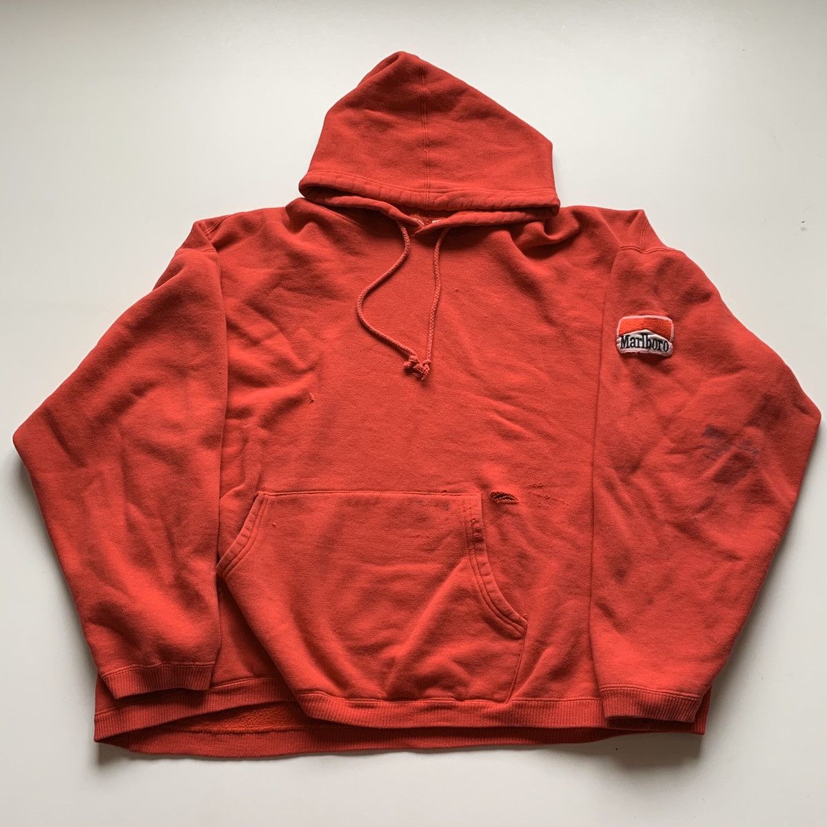 Image of 90's Marlboro Patch Promo Hoodie Sweater Red, Men's (Size XL)