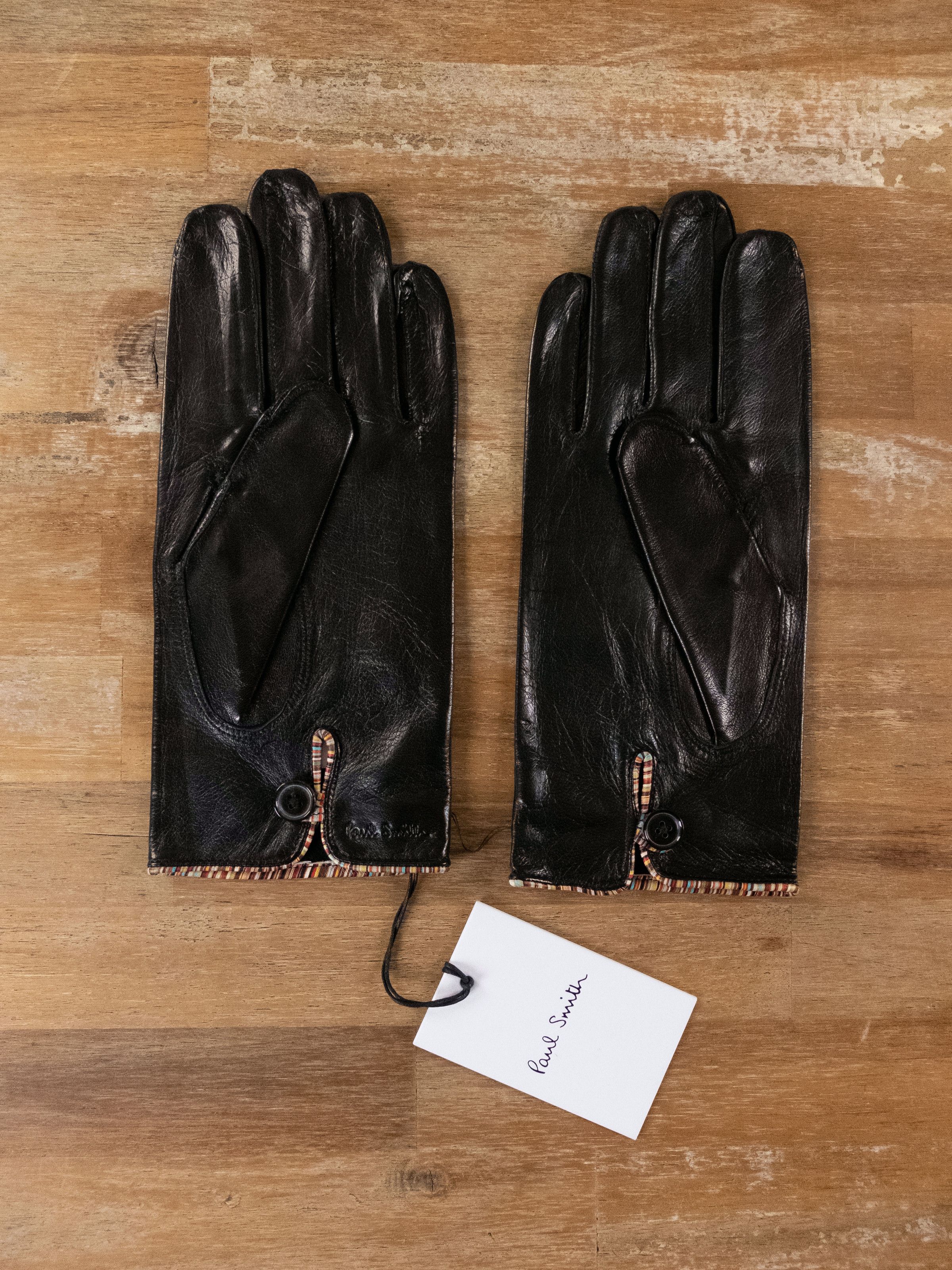 Paul Smith PAUL SMITH mainline black stripe piping leather gloves M Size ONE SIZE - 1 Thumbnail