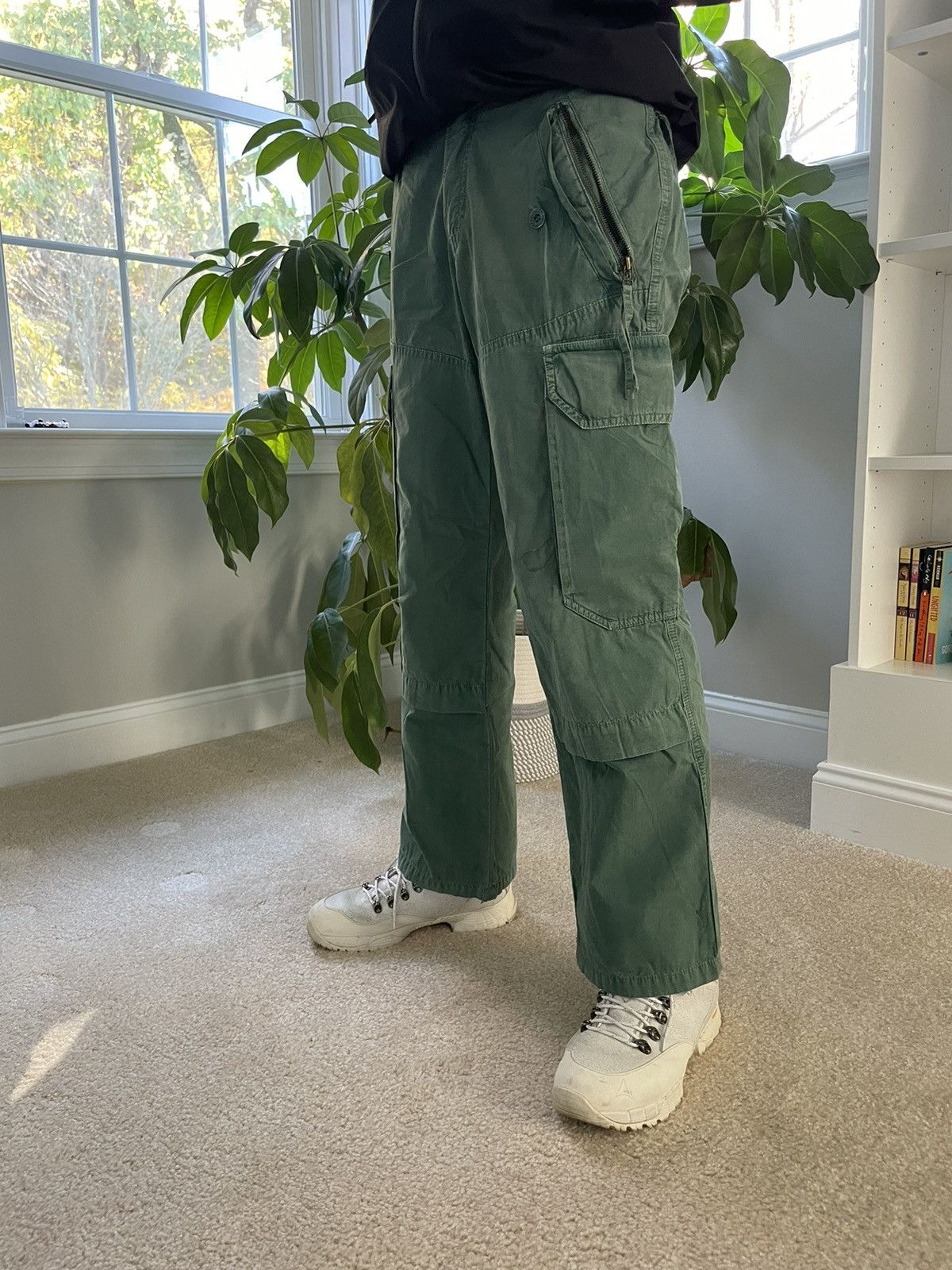 BASISBROEK × Japanese Brand × Vintage Basisbroek Vintage Green Tactical Flare Cargo Trouser Pant Size US 29 - 2 Thumbnail