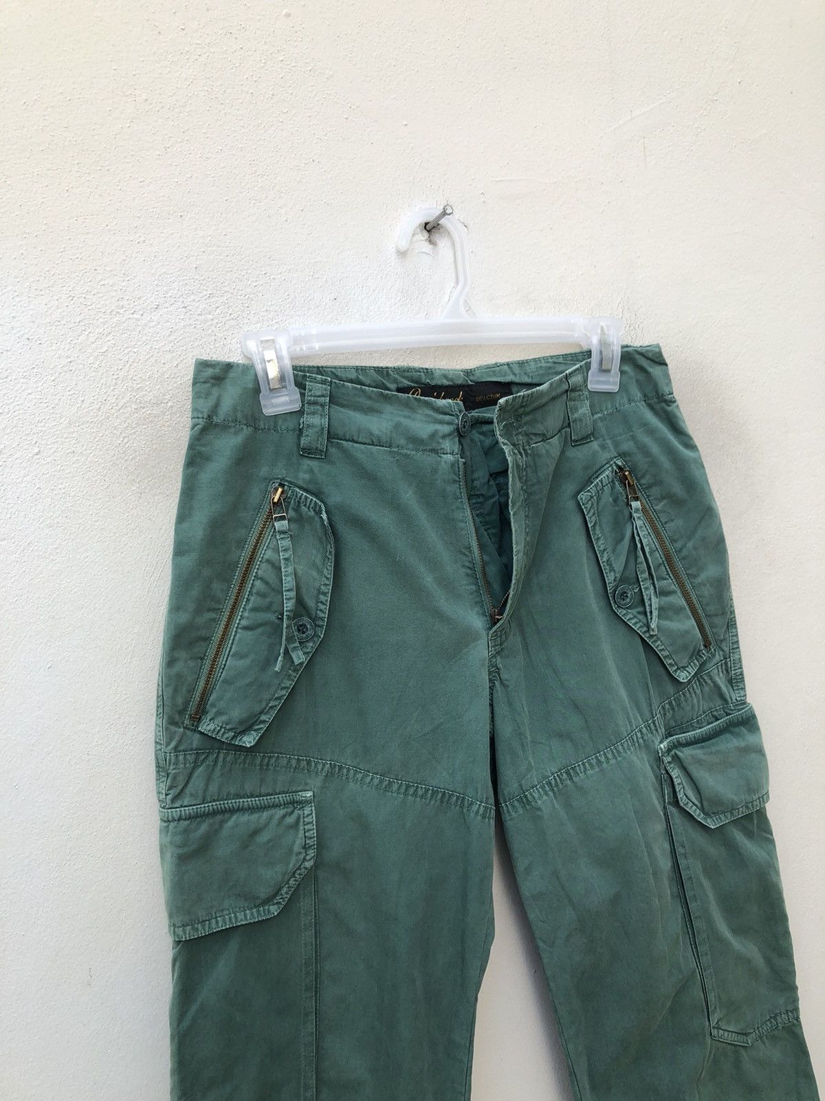 BASISBROEK × Japanese Brand × Vintage Basisbroek Vintage Green Tactical Flare Cargo Trouser Pant Size US 29 - 5 Thumbnail
