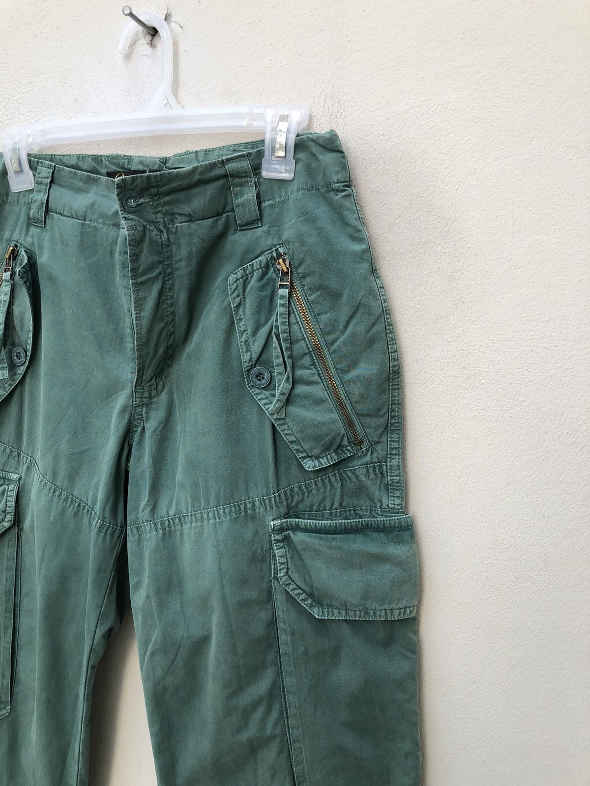 BASISBROEK × Japanese Brand × Vintage Basisbroek Vintage Green Tactical Flare Cargo Trouser Pant Size US 29 - 8 Thumbnail