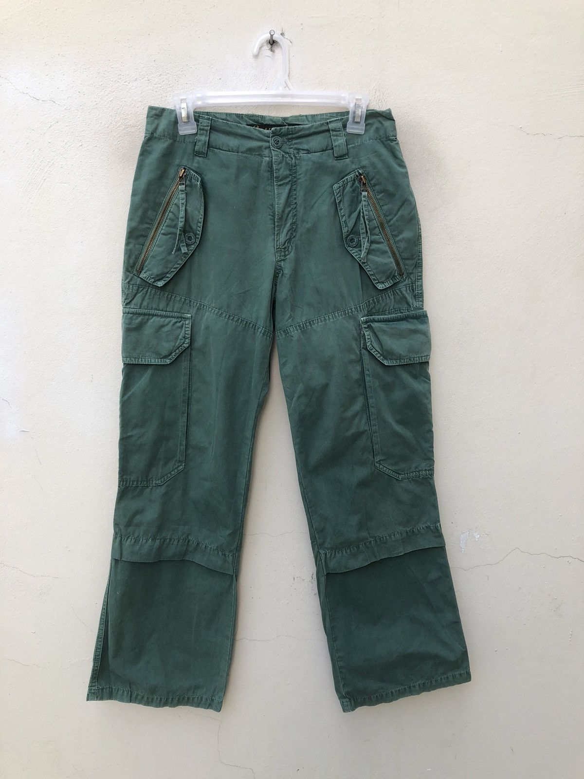 BASISBROEK × Japanese Brand × Vintage Basisbroek Vintage Green Tactical Flare Cargo Trouser Pant Size US 29 - 3 Thumbnail