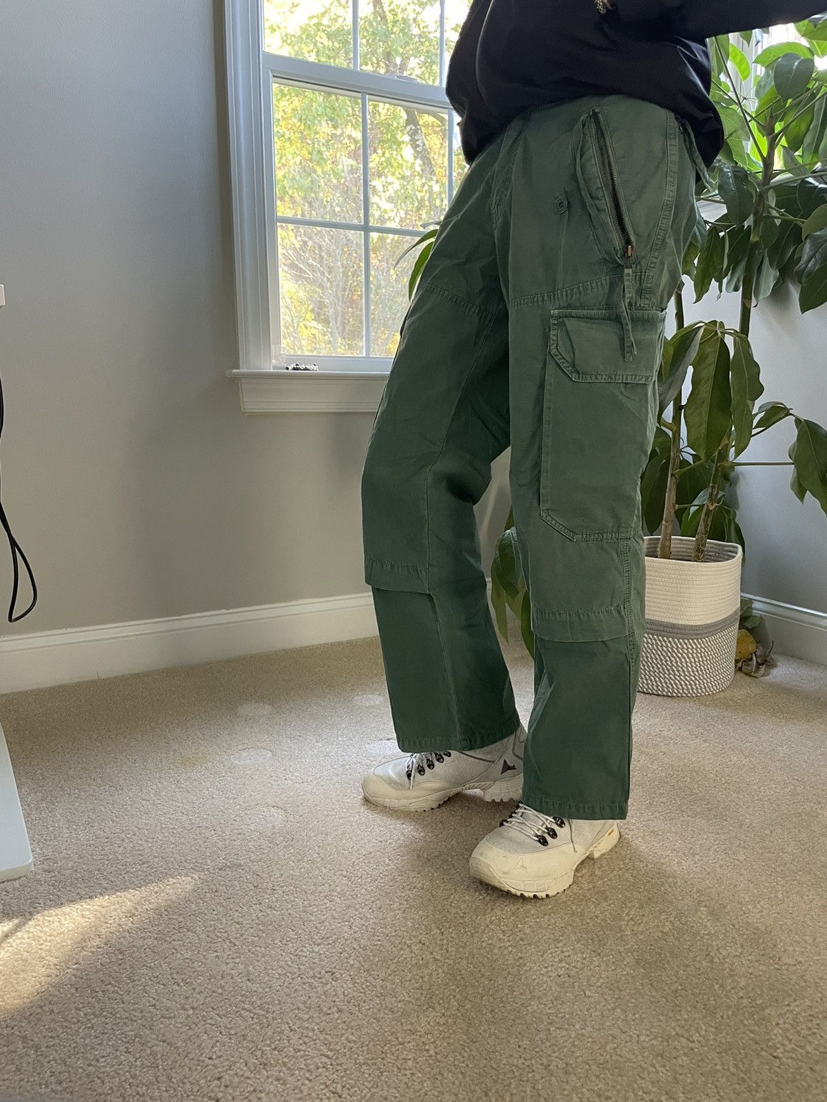BASISBROEK × Japanese Brand × Vintage Basisbroek Vintage Green Tactical Flare Cargo Trouser Pant Size US 29 - 1 Thumbnail
