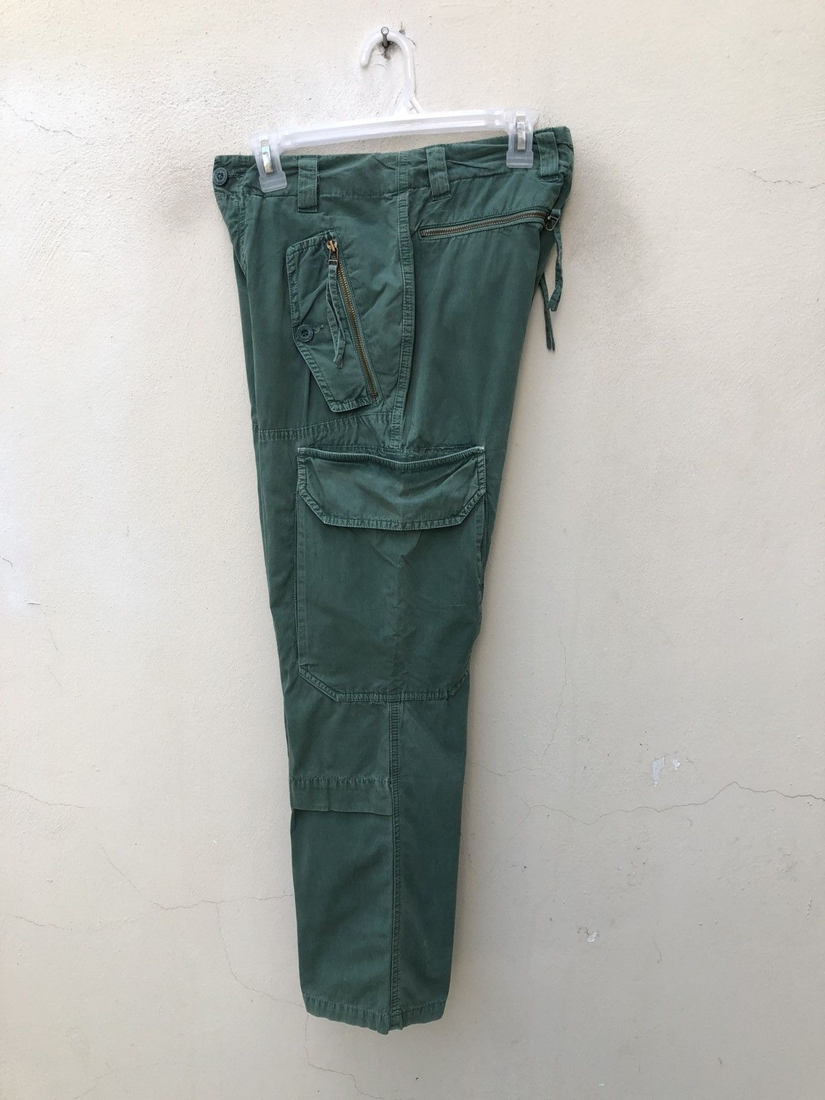 BASISBROEK × Japanese Brand × Vintage Basisbroek Vintage Green Tactical Flare Cargo Trouser Pant Size US 29 - 14 Thumbnail